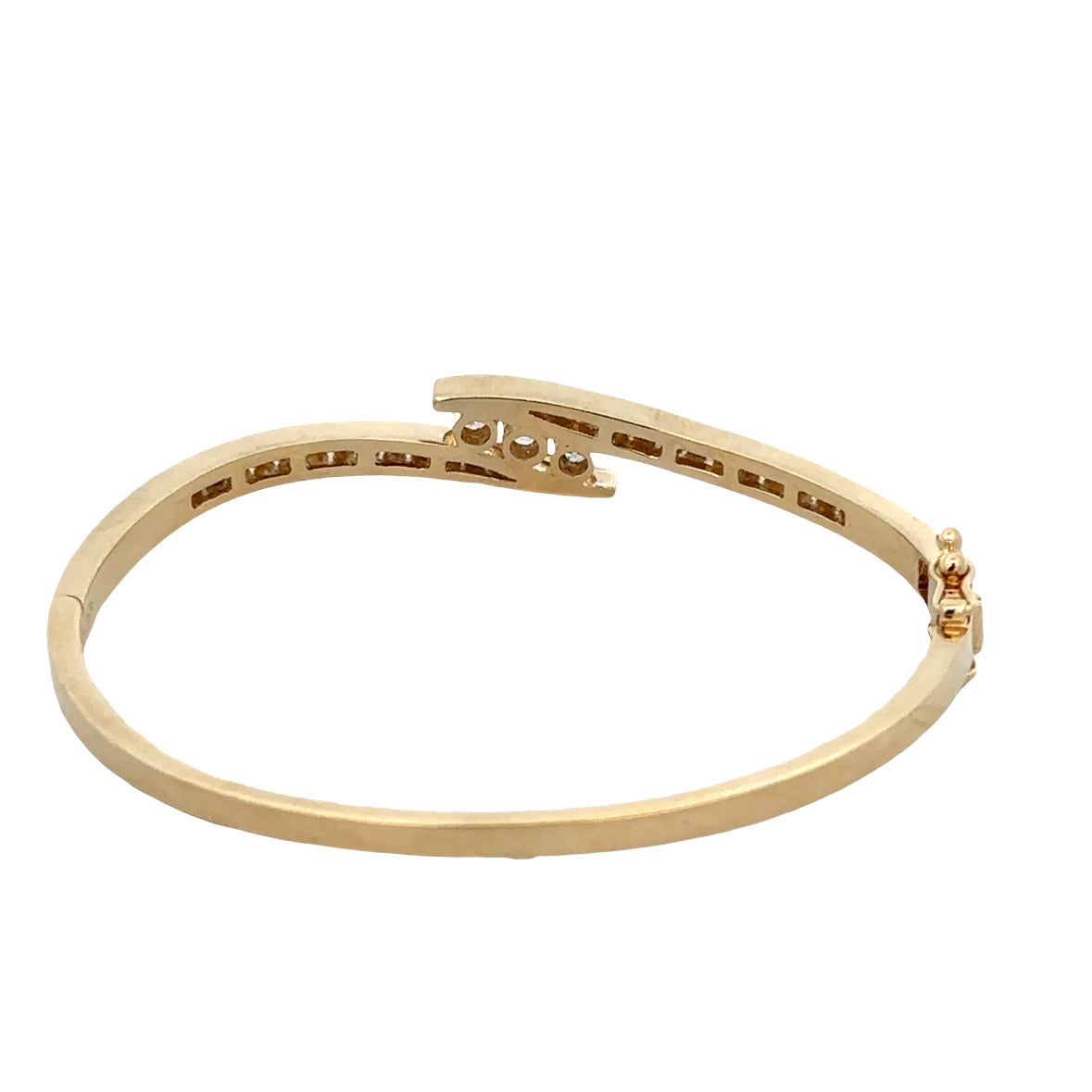 14k Yellow Gold Diamond Bypass Bangle Bracelet – 6.5"