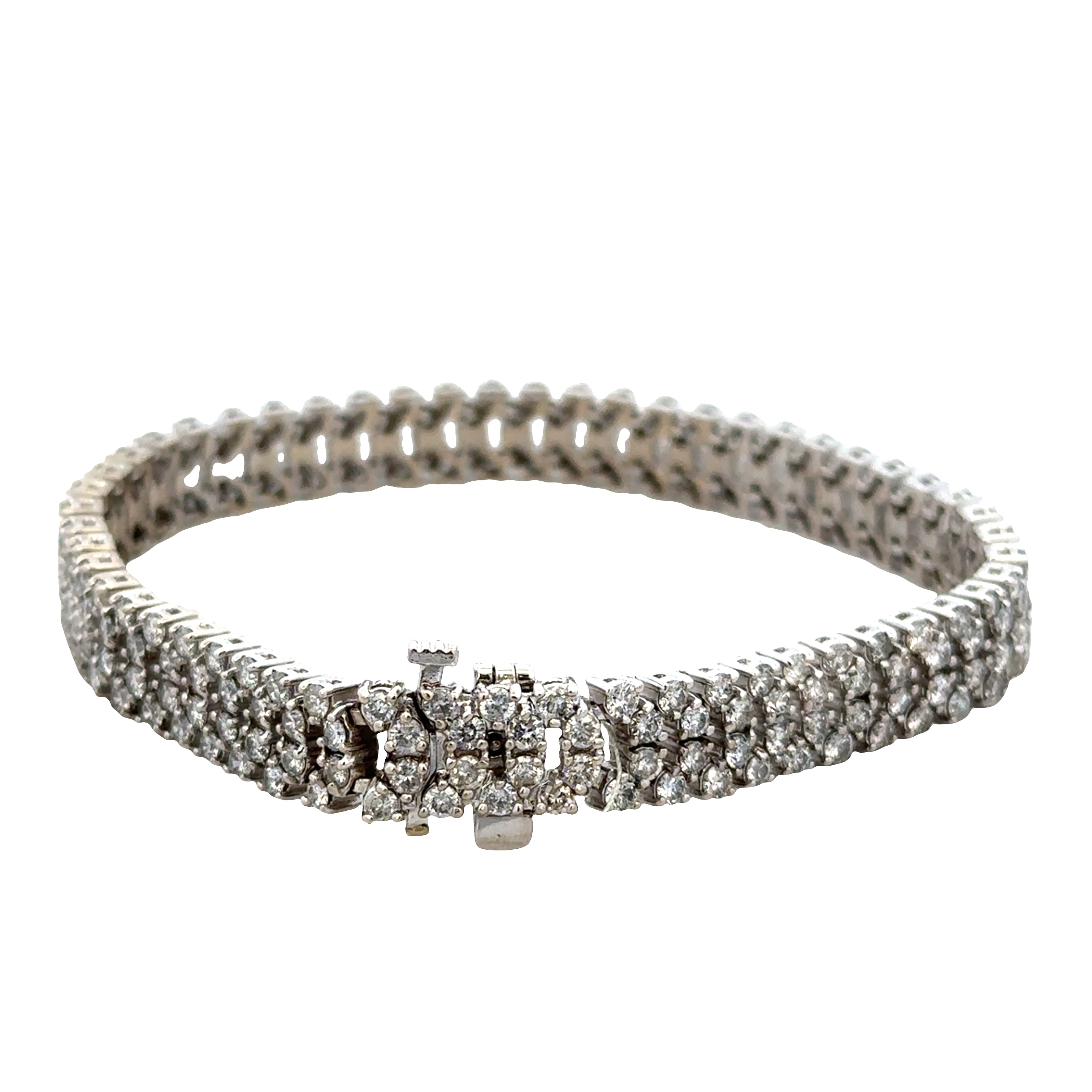14k White Gold Diamond Link Bracelet – 7"