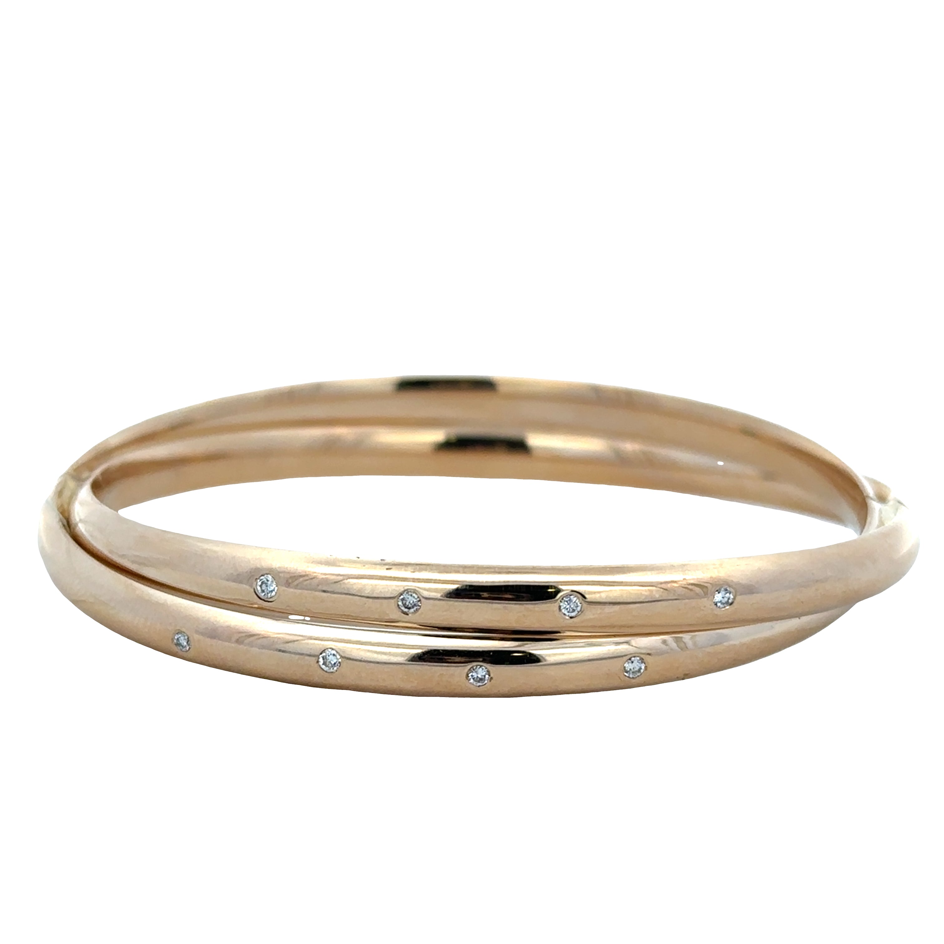 14k Yellow Gold Diamond Crossover Bangle Bracelet – 0.16 CTW