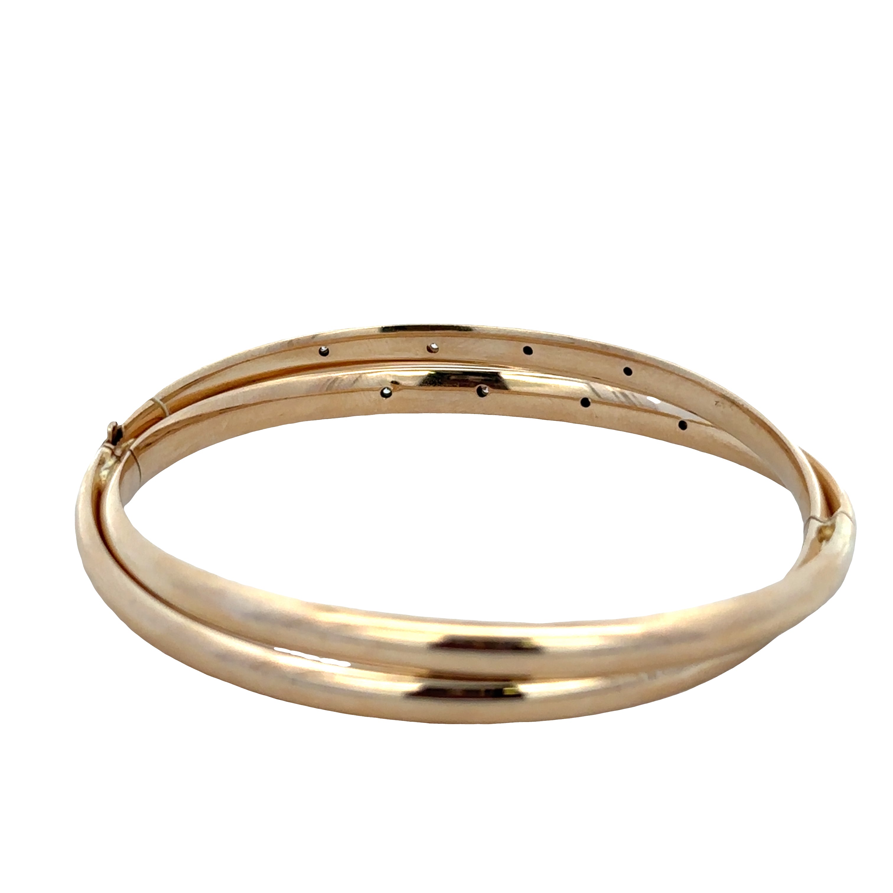 14k Yellow Gold Diamond Crossover Bangle Bracelet – 0.16 CTW