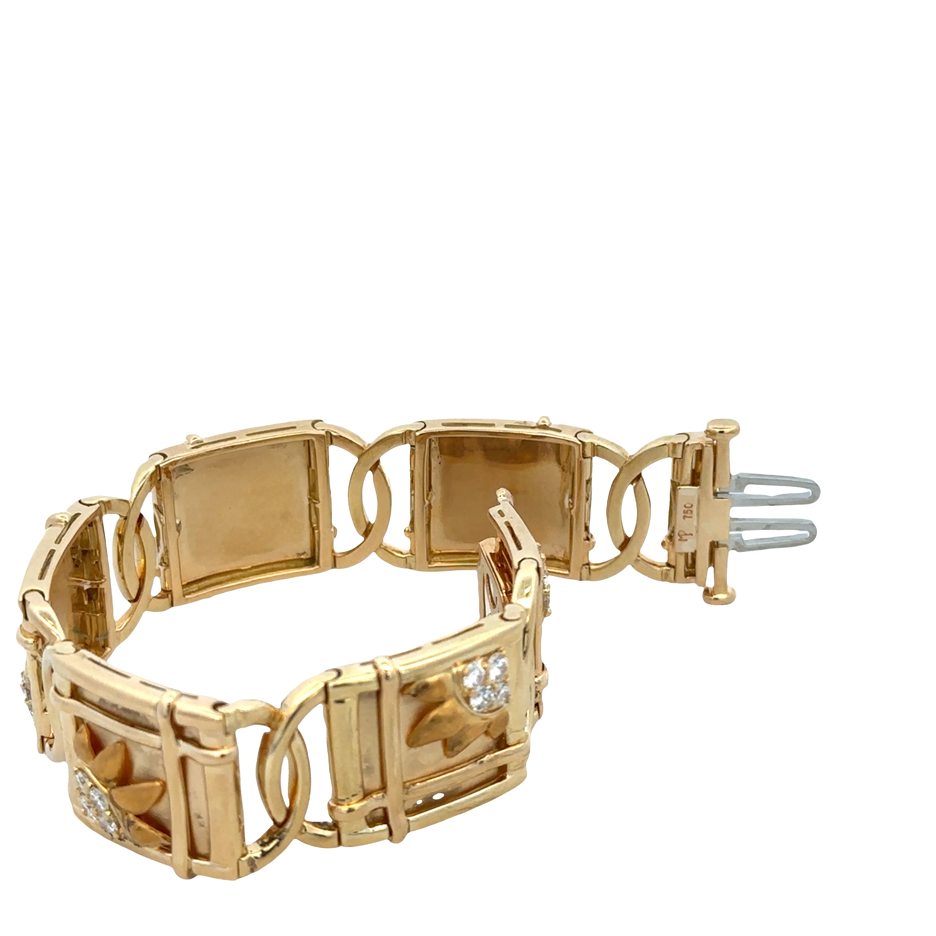18k Yellow Gold Diamond Sunburst Statement Bracelet – 7"