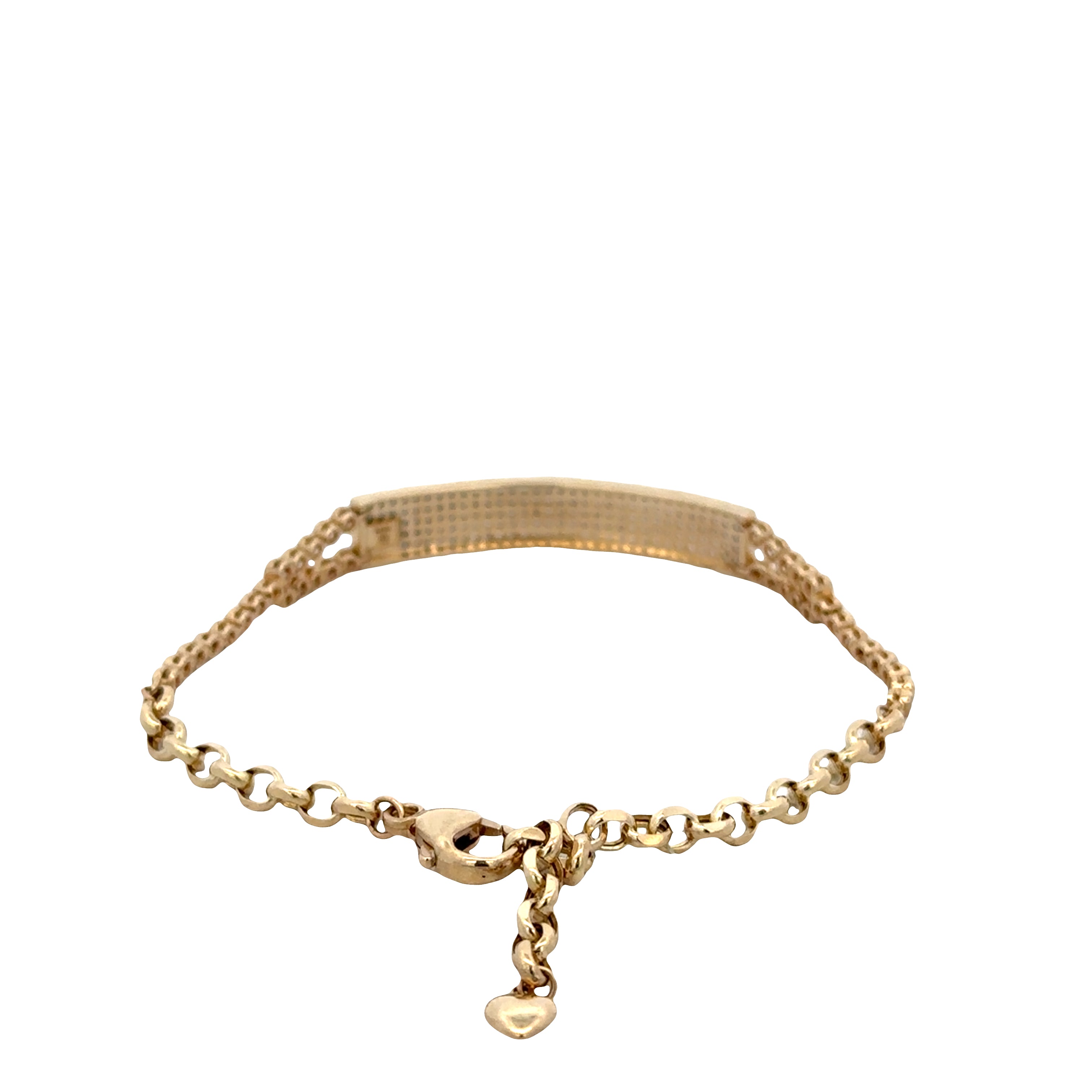 14k Yellow Gold Diamond Plaque Bracelet – Adjustable 8"