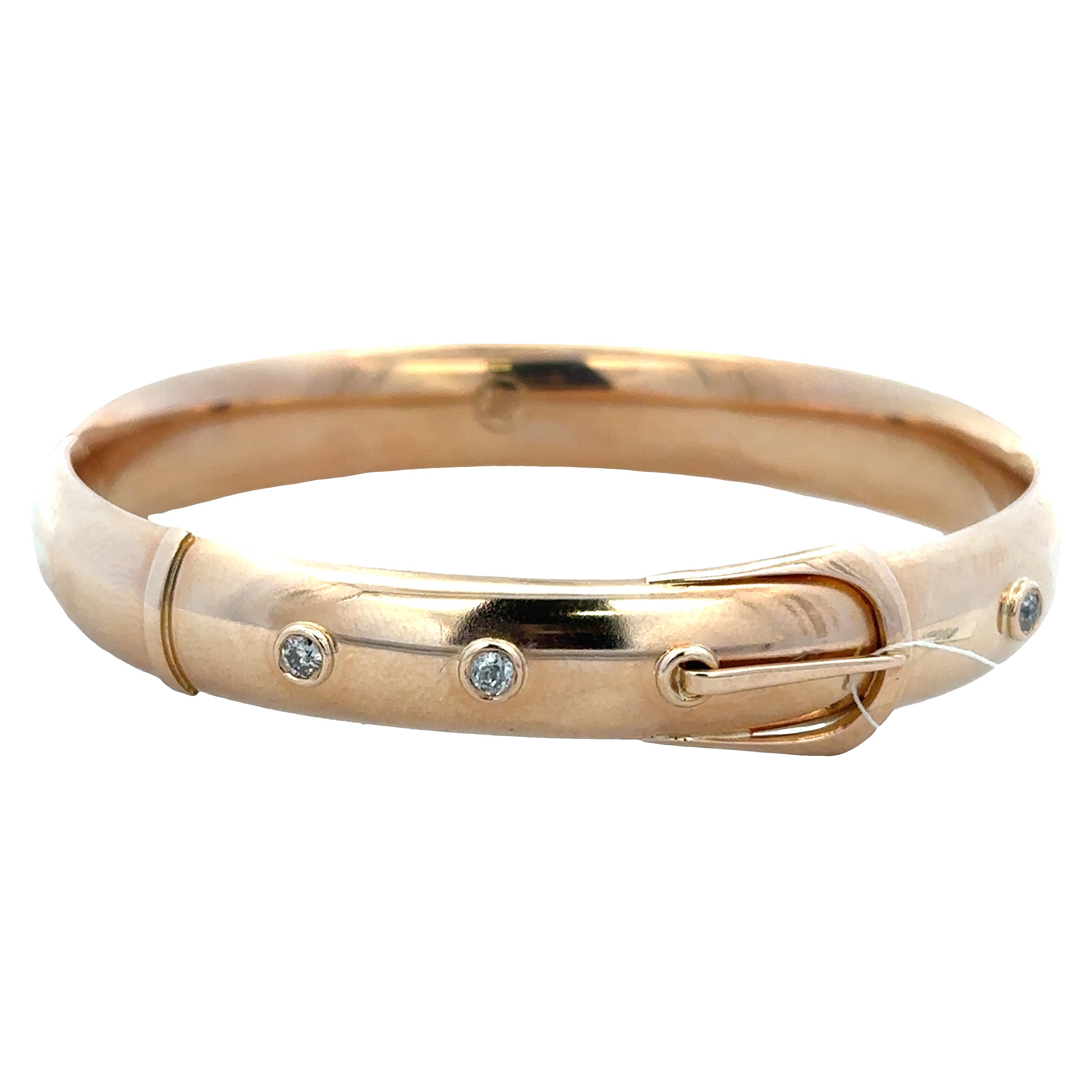 Antique Victorian 14k Yellow Gold Old Mine Cut Diamond Belt Buckle Bangle Bracelet – Fits 6 Inch Wrist