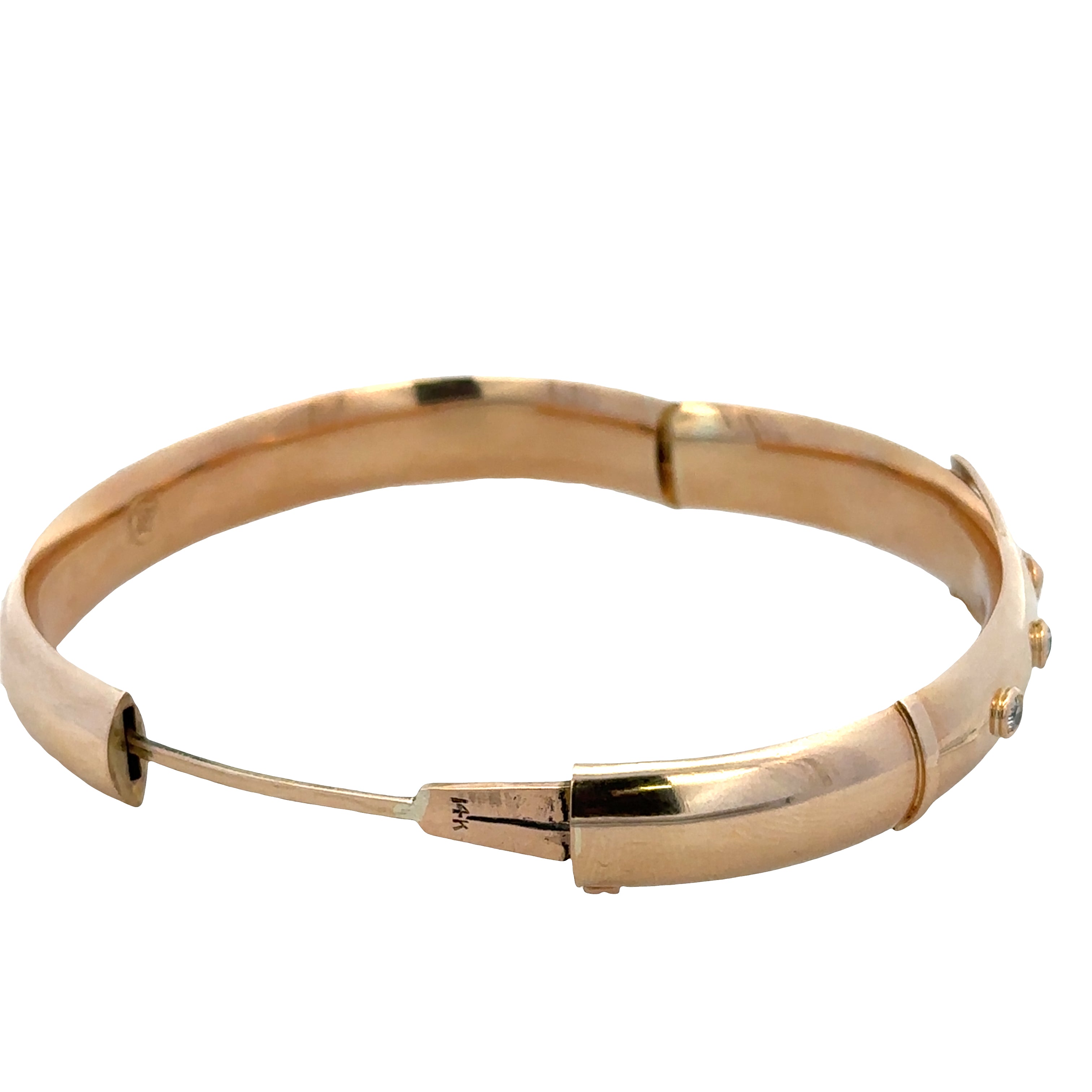 Antique Victorian 14k Yellow Gold Old Mine Cut Diamond Belt Buckle Bangle Bracelet – Fits 6 Inch Wrist