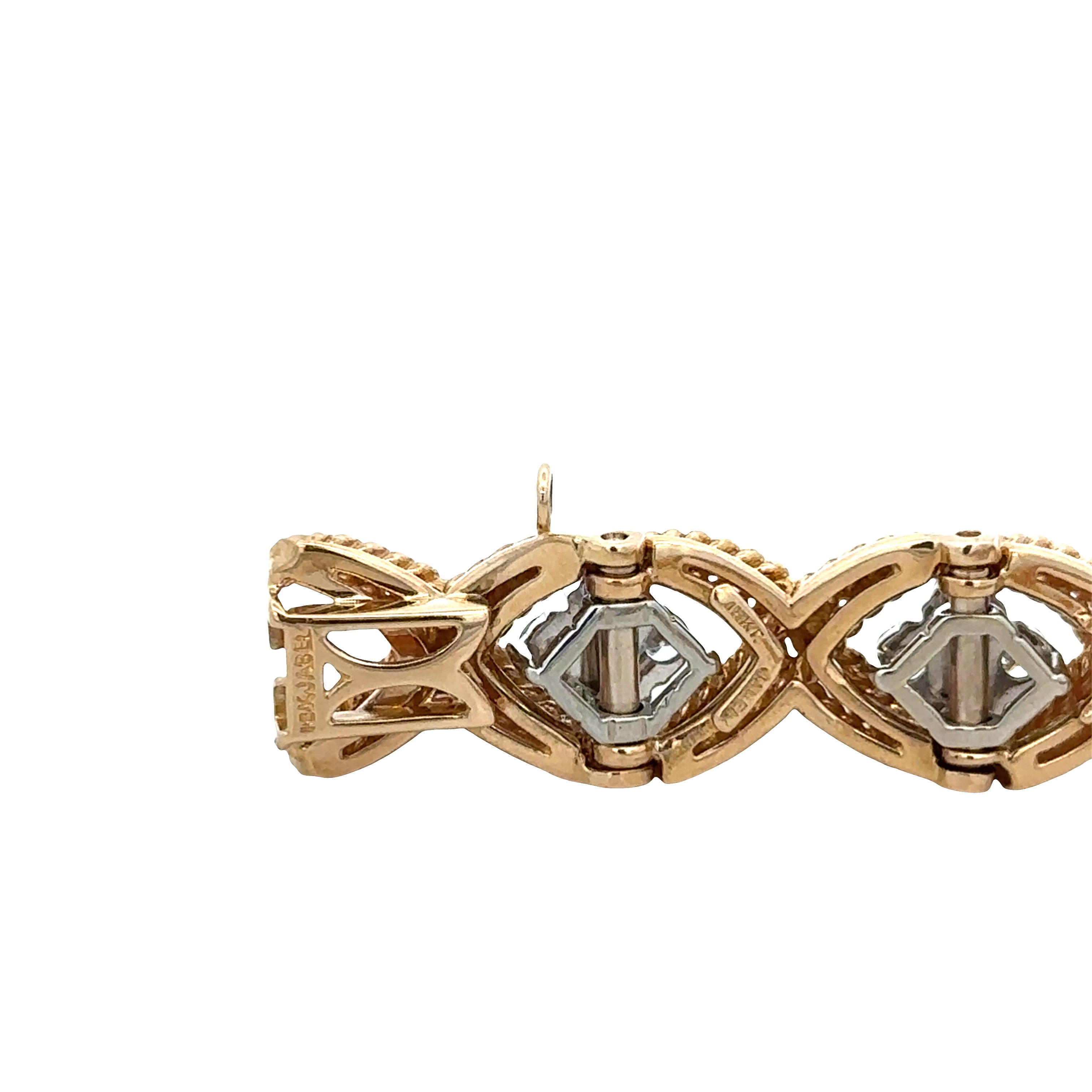 Vintage Jabel 18k Yellow Gold Diamond Trellis Link Bracelet – 7"
