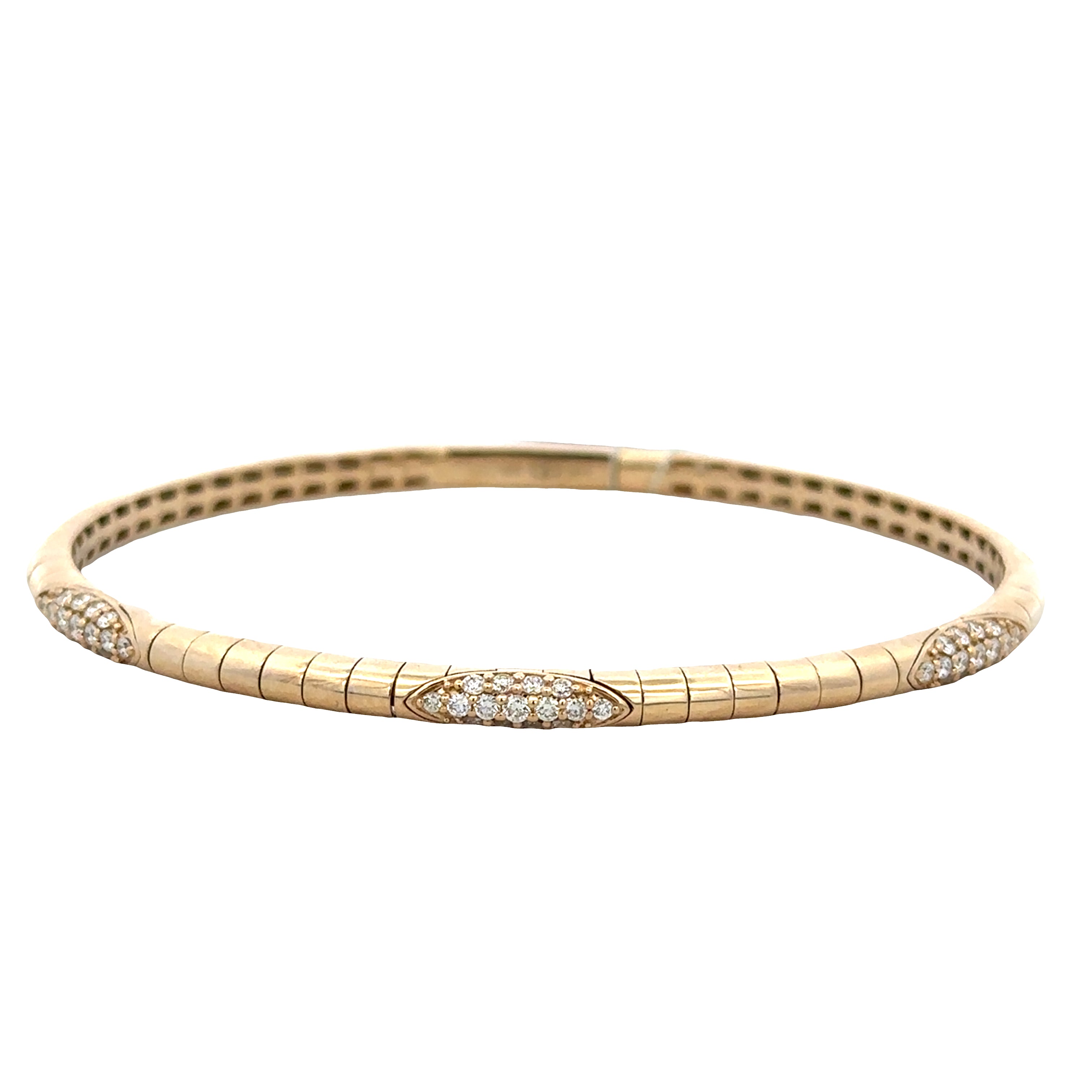 14k Yellow Gold Diamond Flexible Scale Bangle Bracelet – 6.75" Wrist