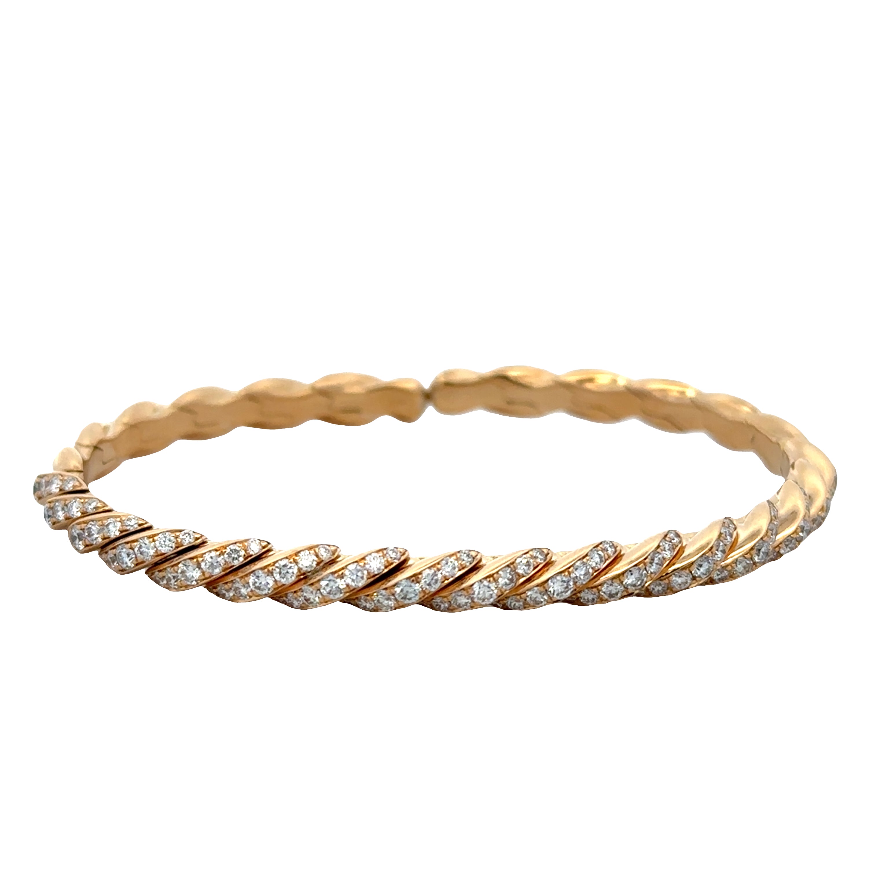 Estate David Yurman 18k Yellow Gold Diamond Stax Twist Flexible Bangle Bracelet