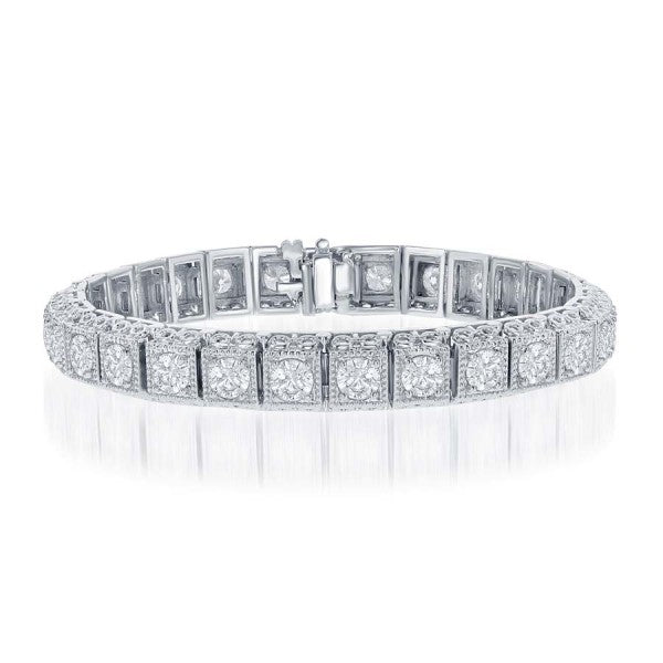 14k White Gold Diamond Bracelet – 8.01 Carats – 7"