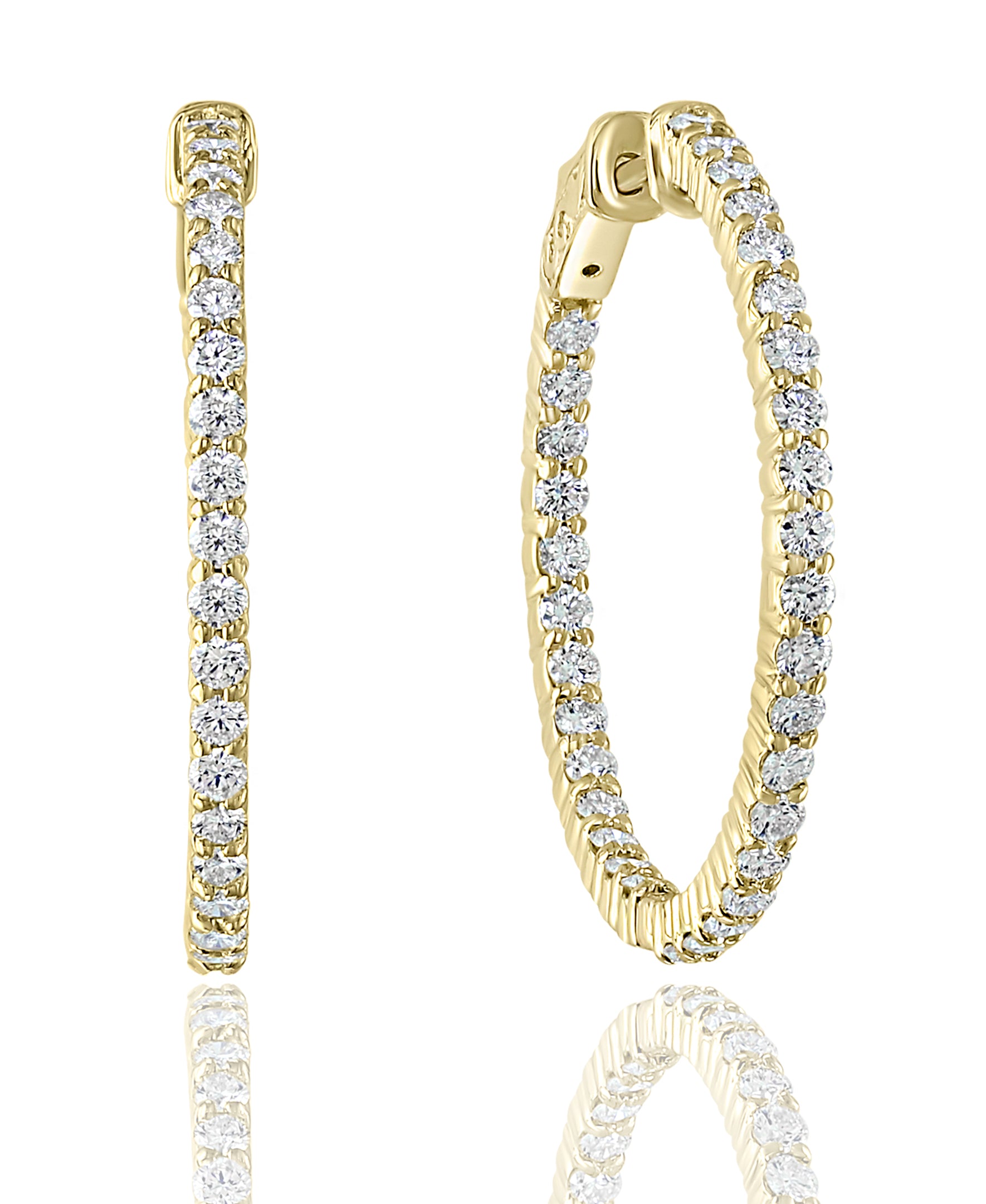 14k Yellow Gold Diamond Hoop Earrings