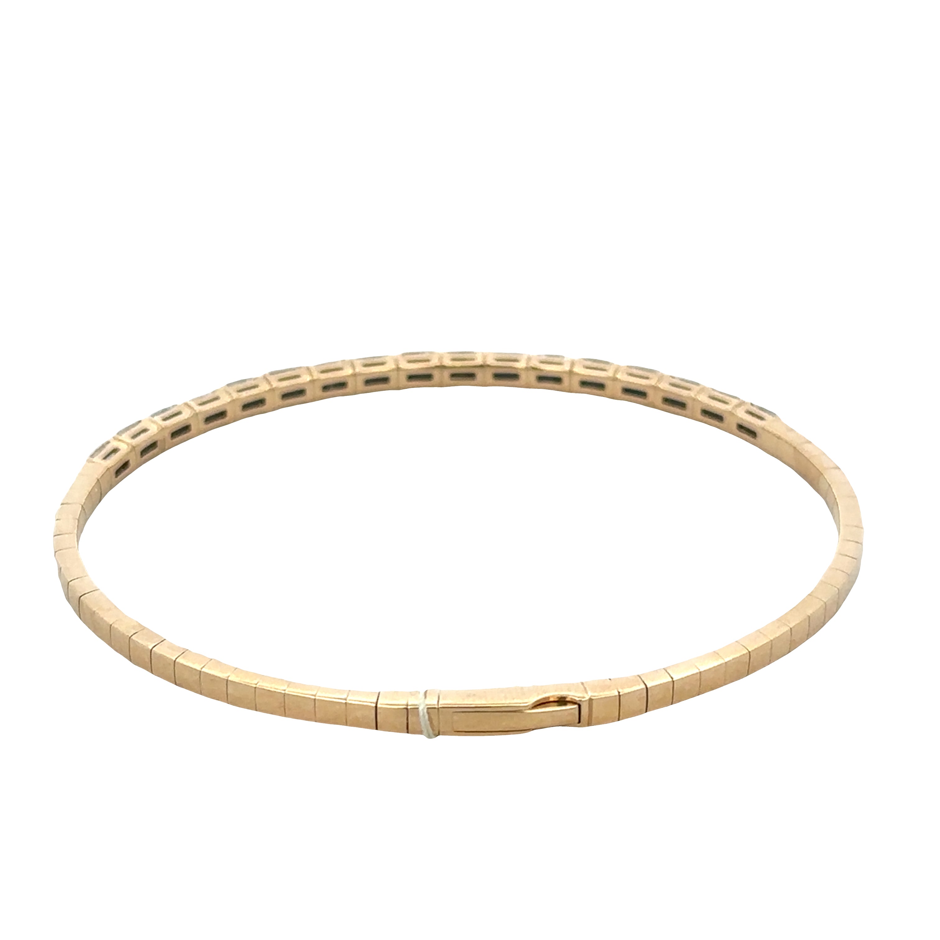 14k Yellow Gold Emerald-Cut Diamond Flexible Bangle Bracelet – 6.75" Wrist