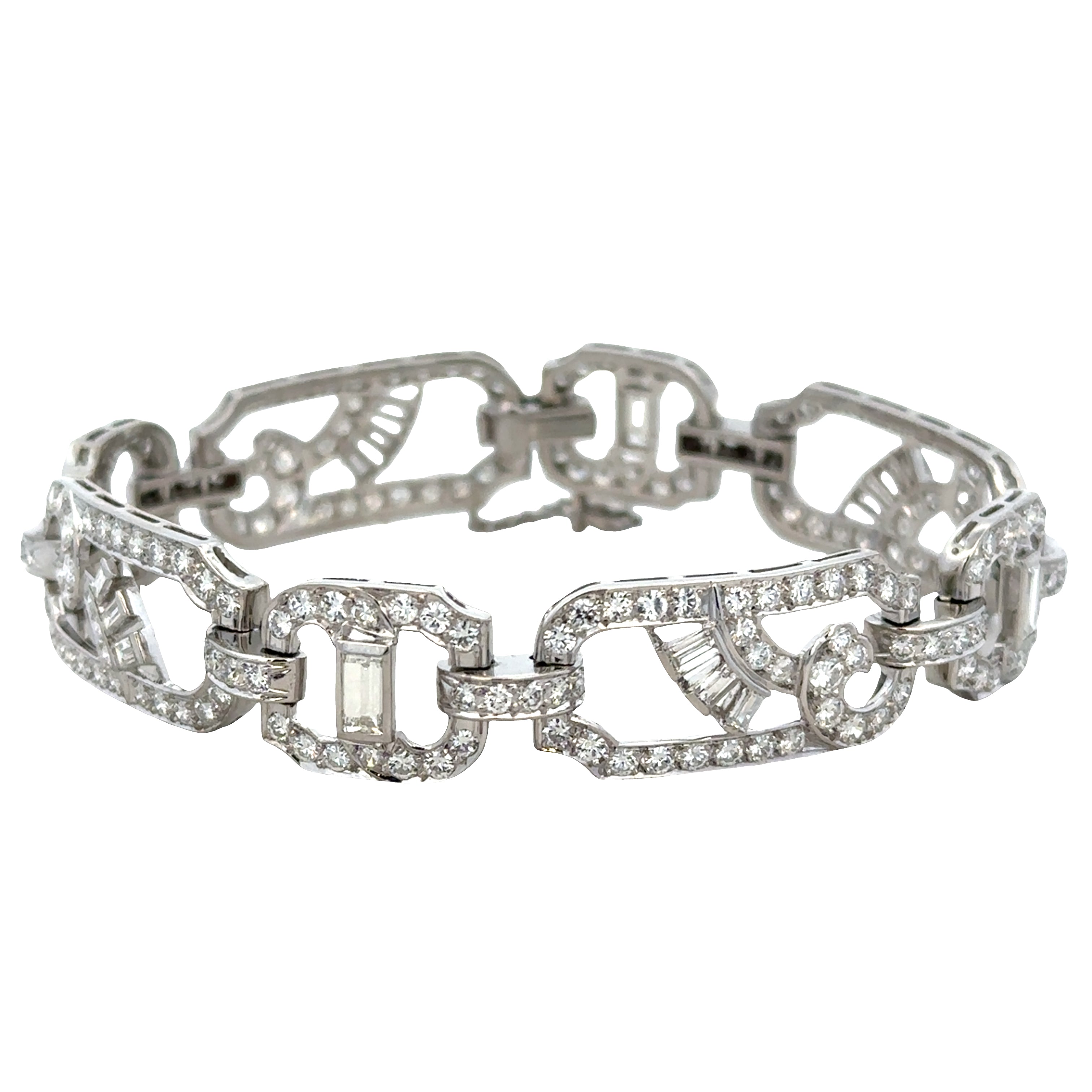 Vintage Art Deco Platinum Diamond Bracelet – 7", Circa 1930s