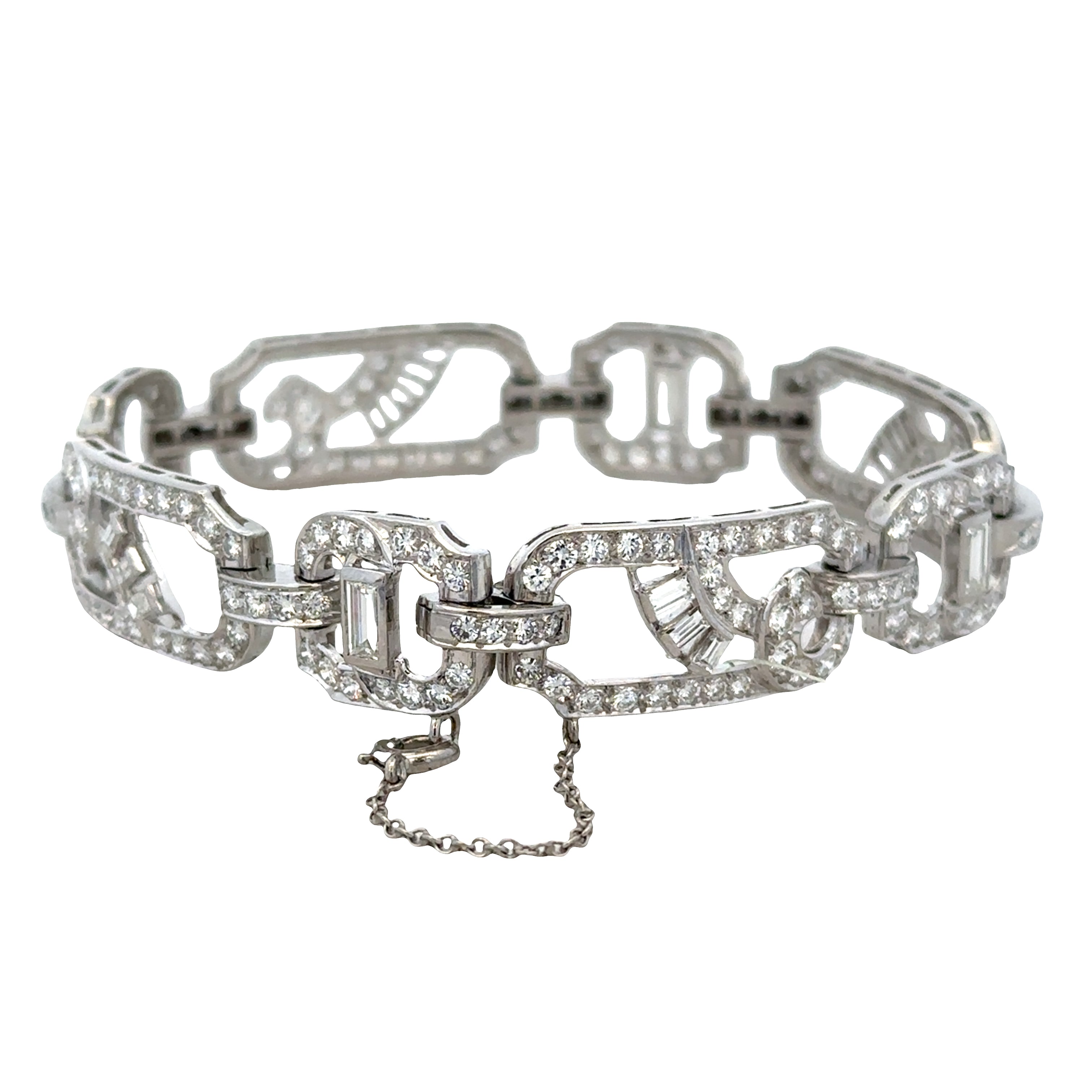 Vintage Art Deco Platinum Diamond Bracelet – 7", Circa 1930s