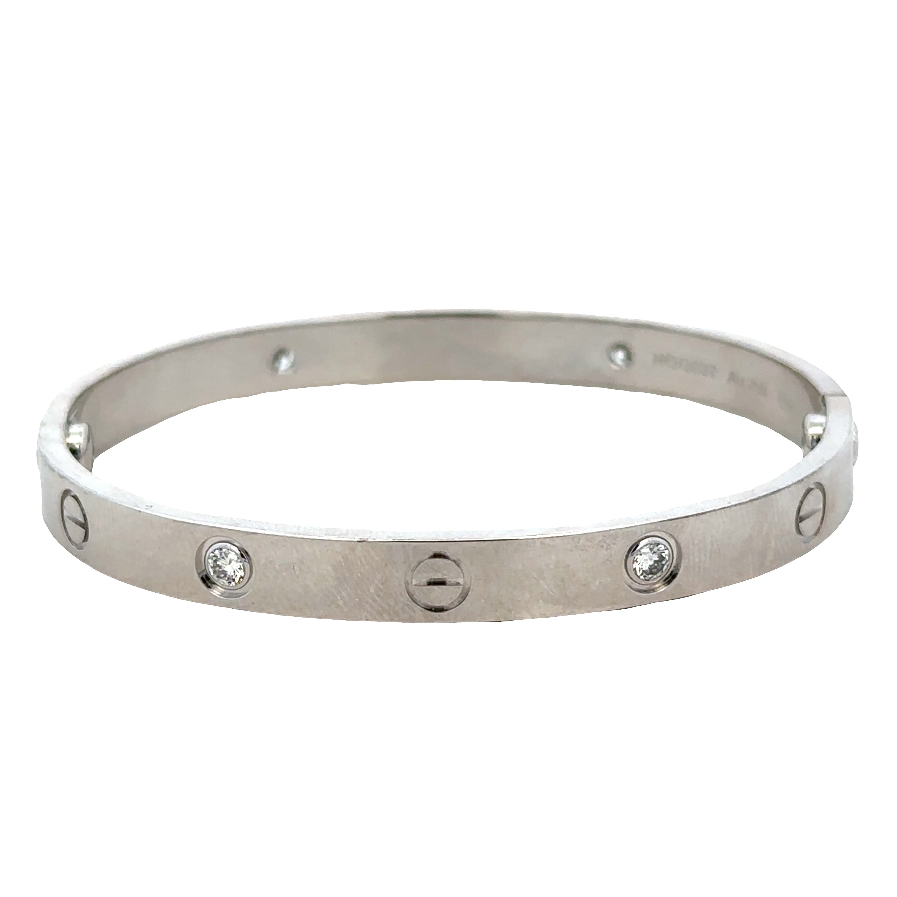 Estate Cartier Love 18k White Gold Diamond Bracelet – Size 17
