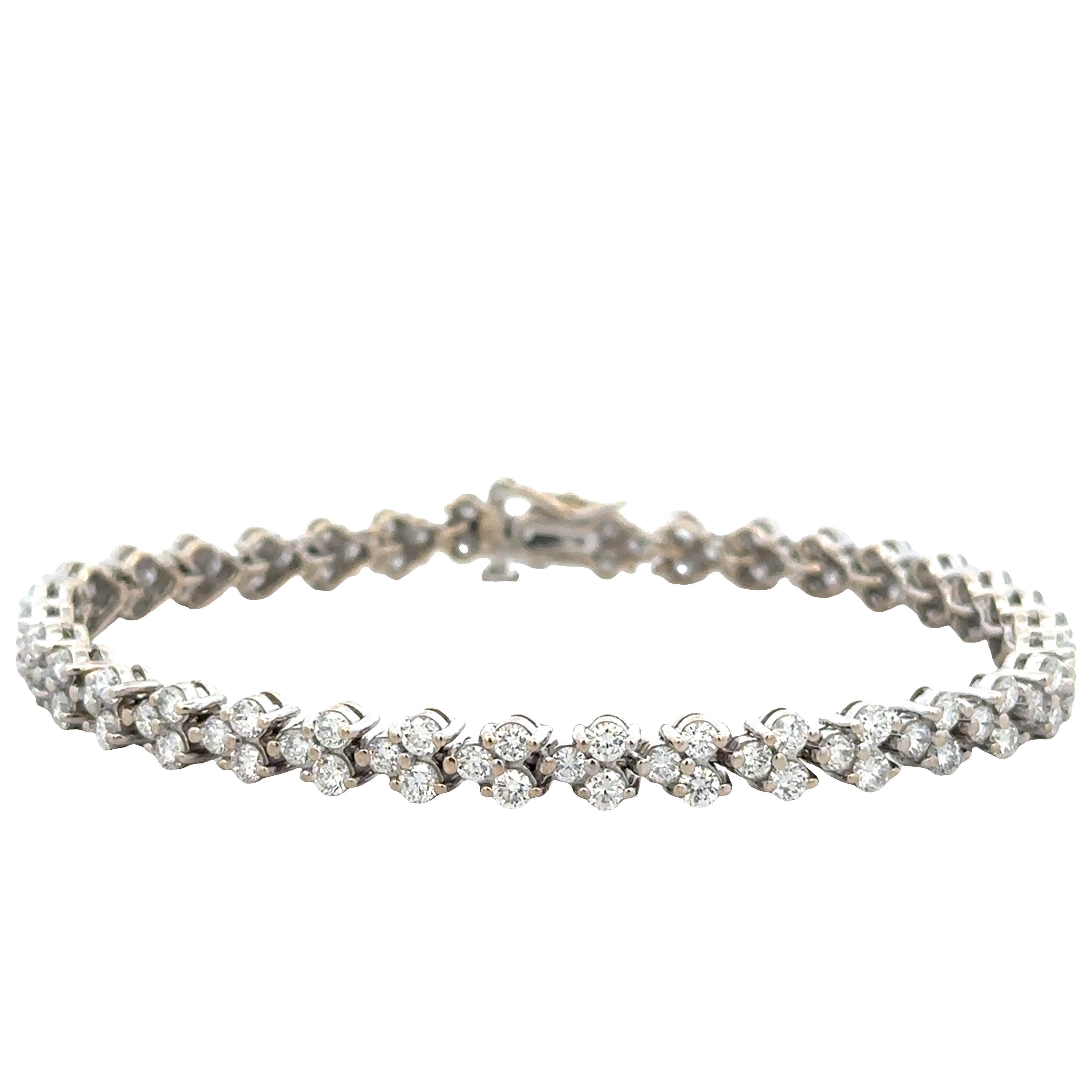 18k White Gold Diamond Cluster Bracelet – 7"
