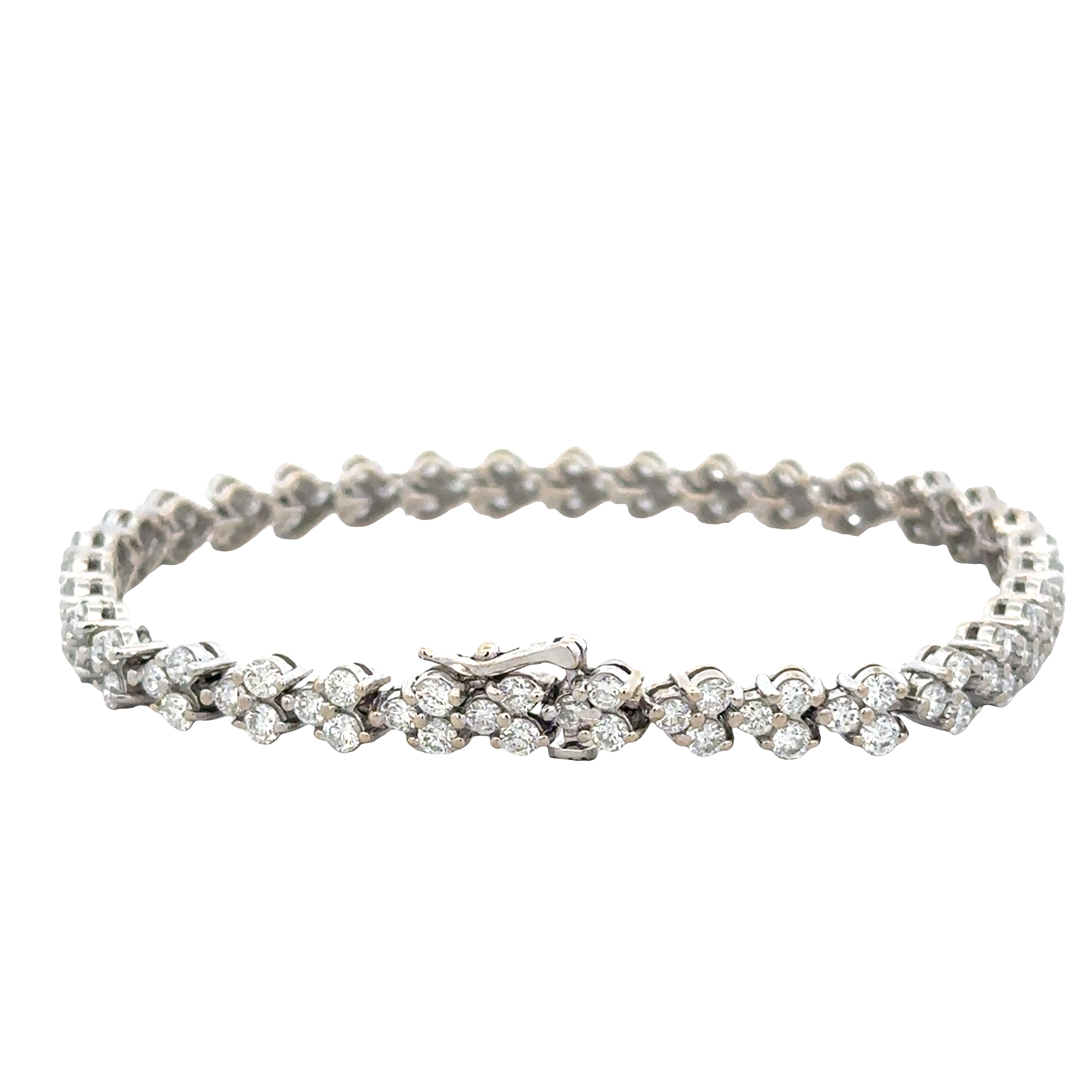 18k White Gold Diamond Cluster Bracelet – 7"