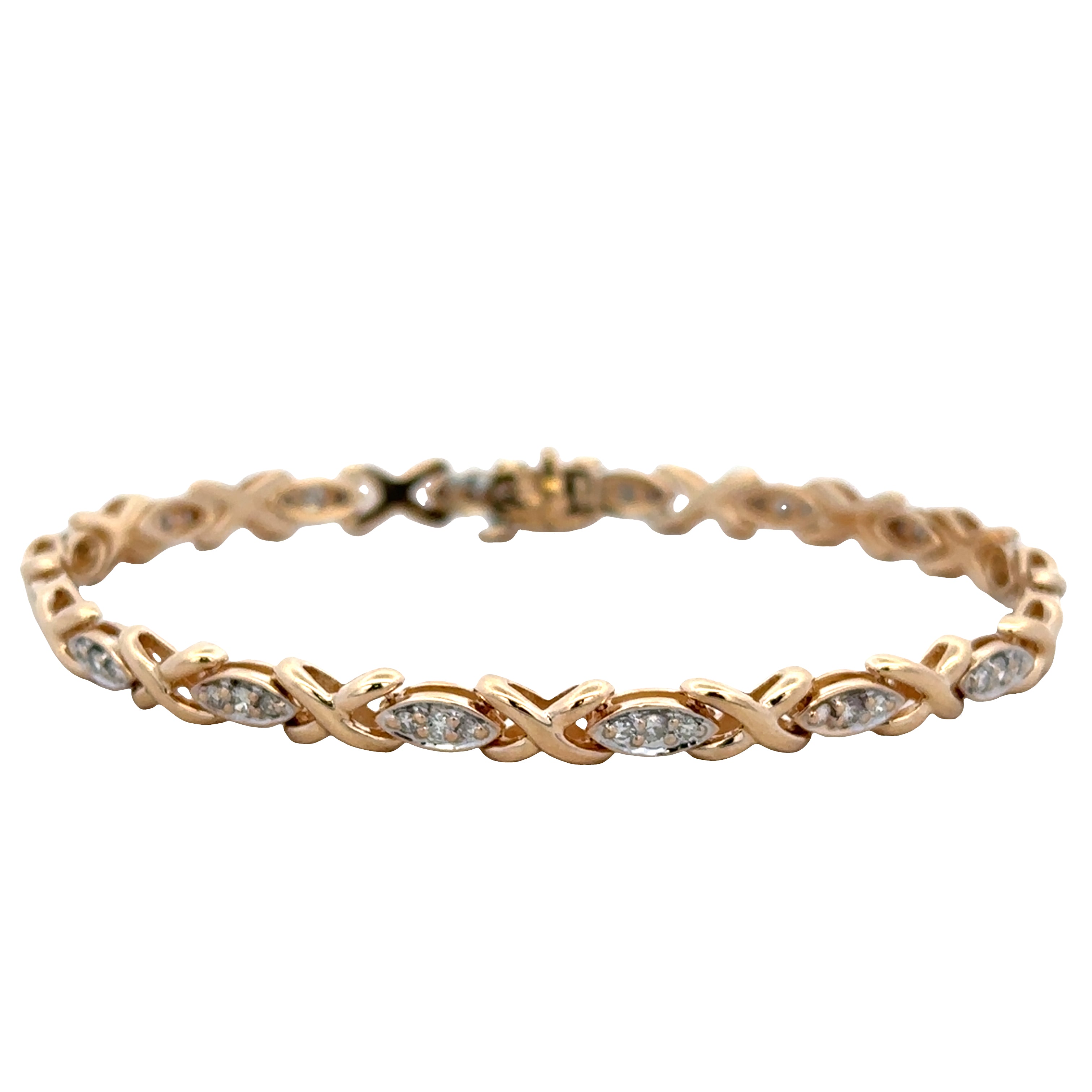 14k Yellow Gold Diamond "XO" Bracelet – 7.5"
