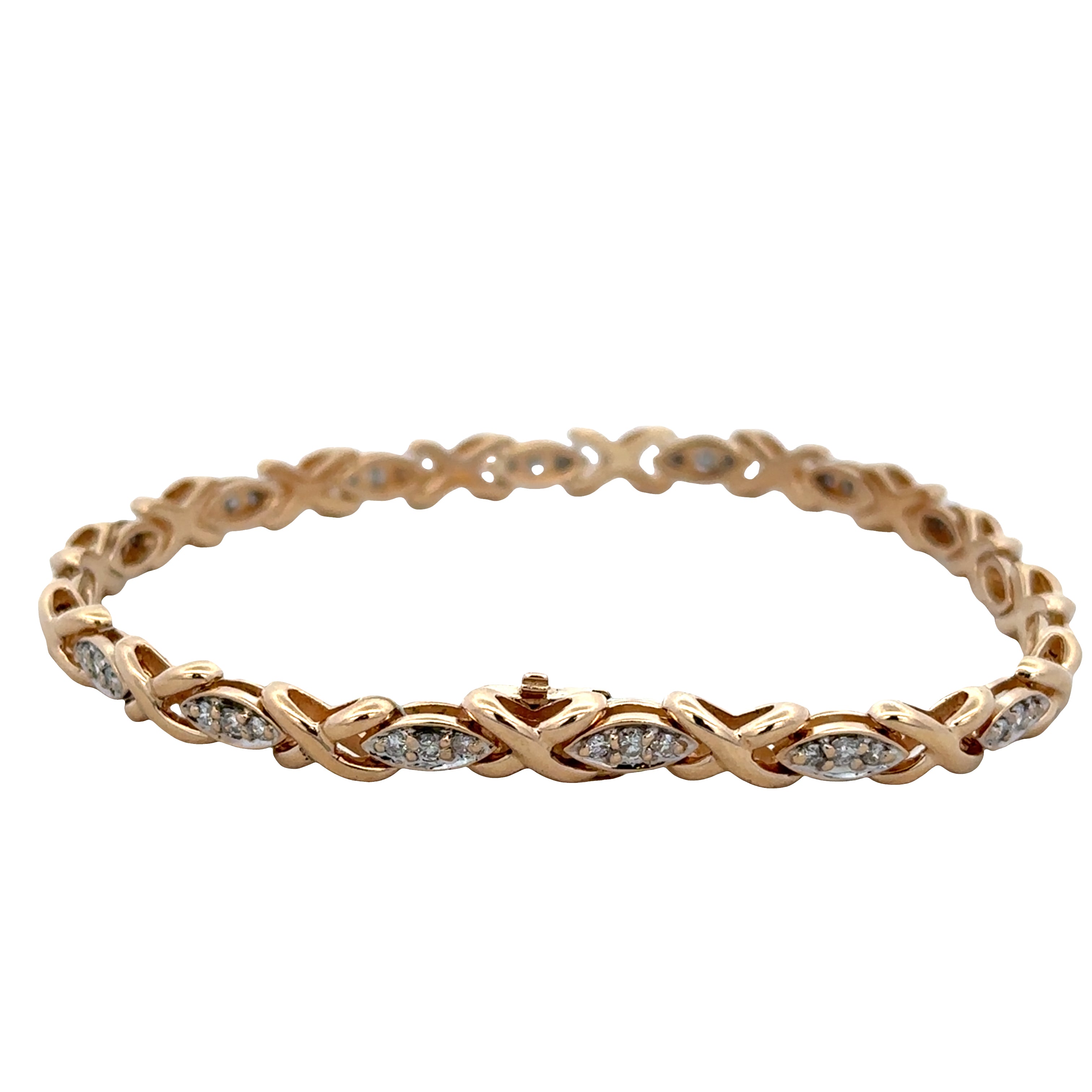 14k Yellow Gold Diamond "XO" Bracelet – 7.5"