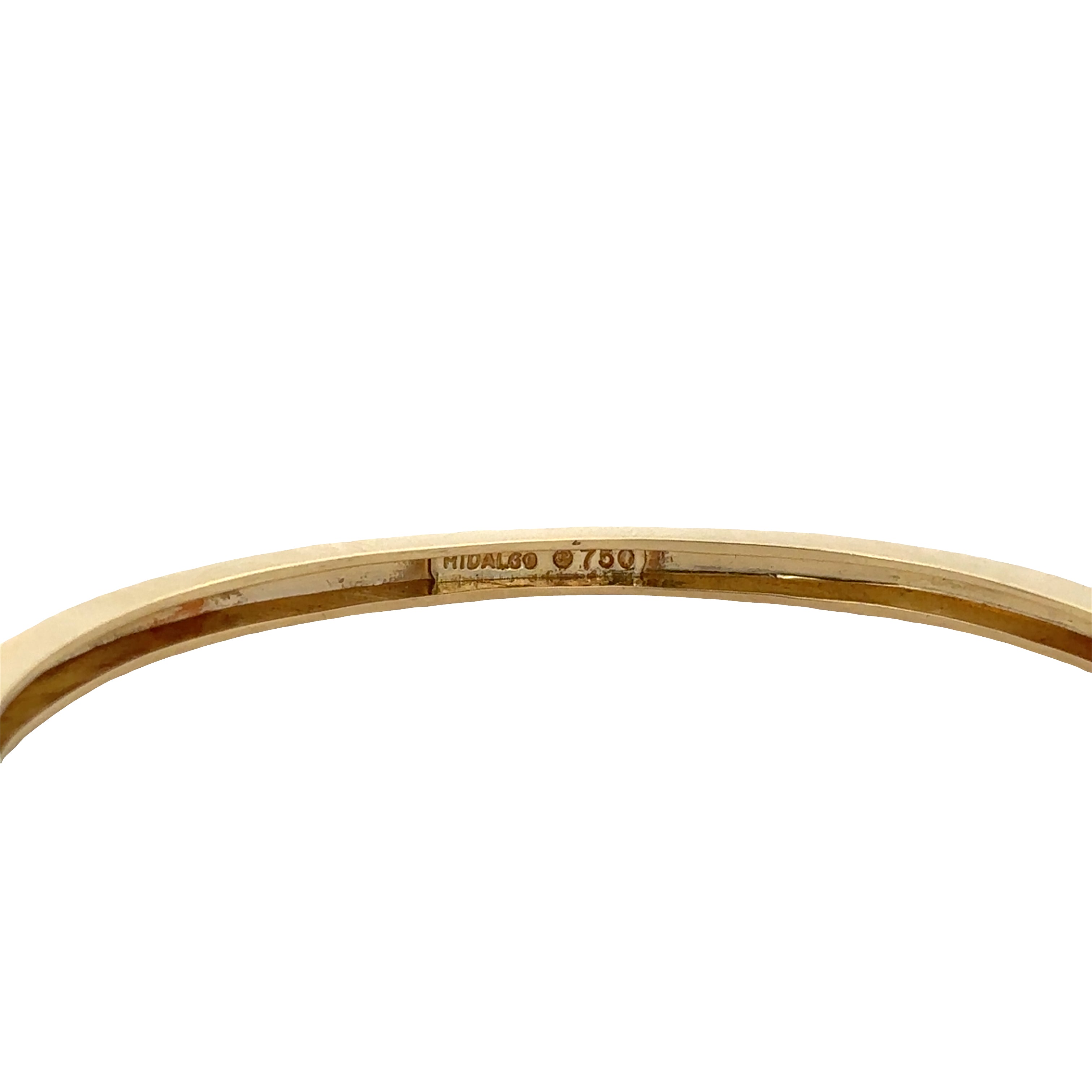Estate Hidalgo 18k Yellow Gold Diamond & Blue Enamel Hinged Bangle Bracelet