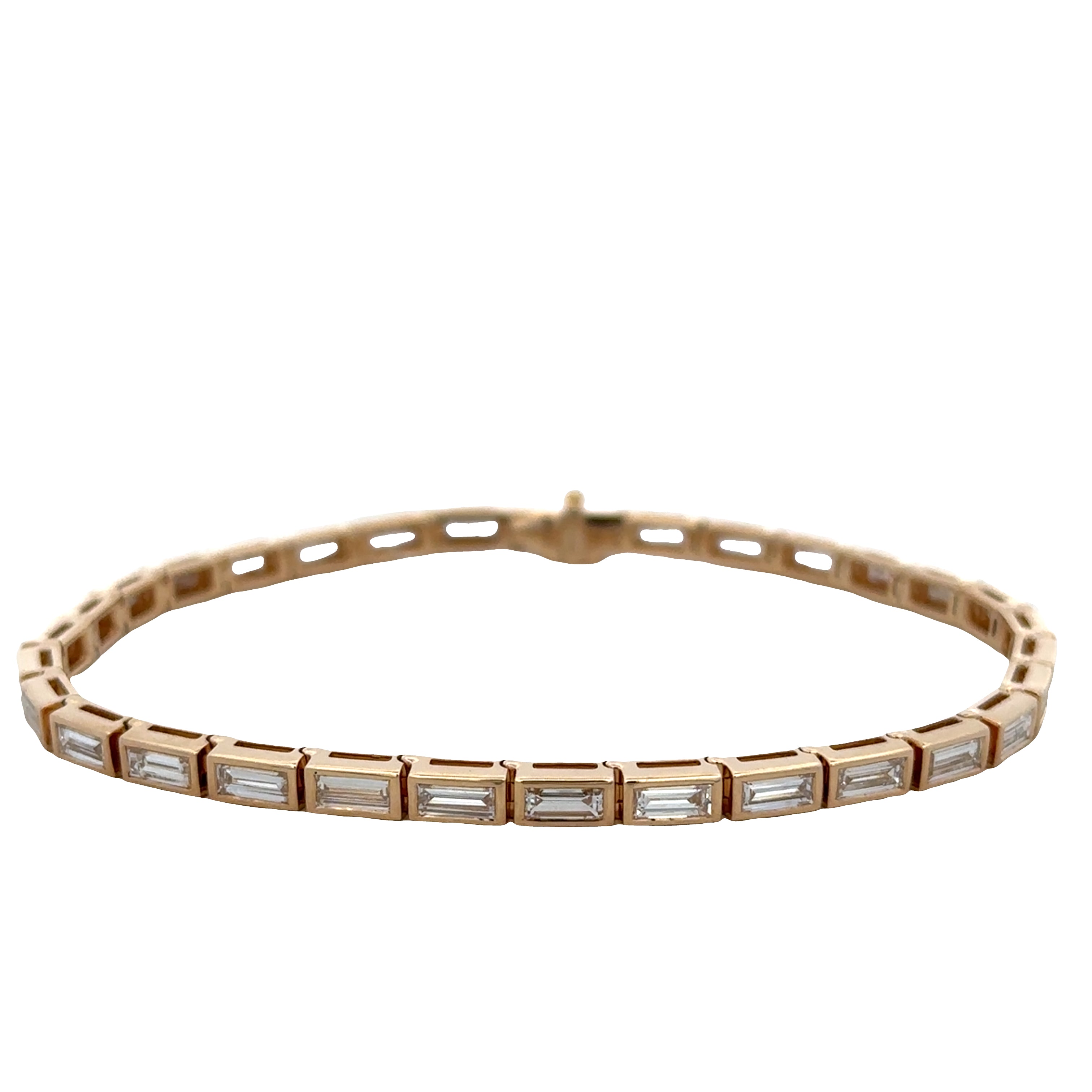 14k Yellow Gold Baguette Diamond Bracelet – 3.75 Carats – 7"
