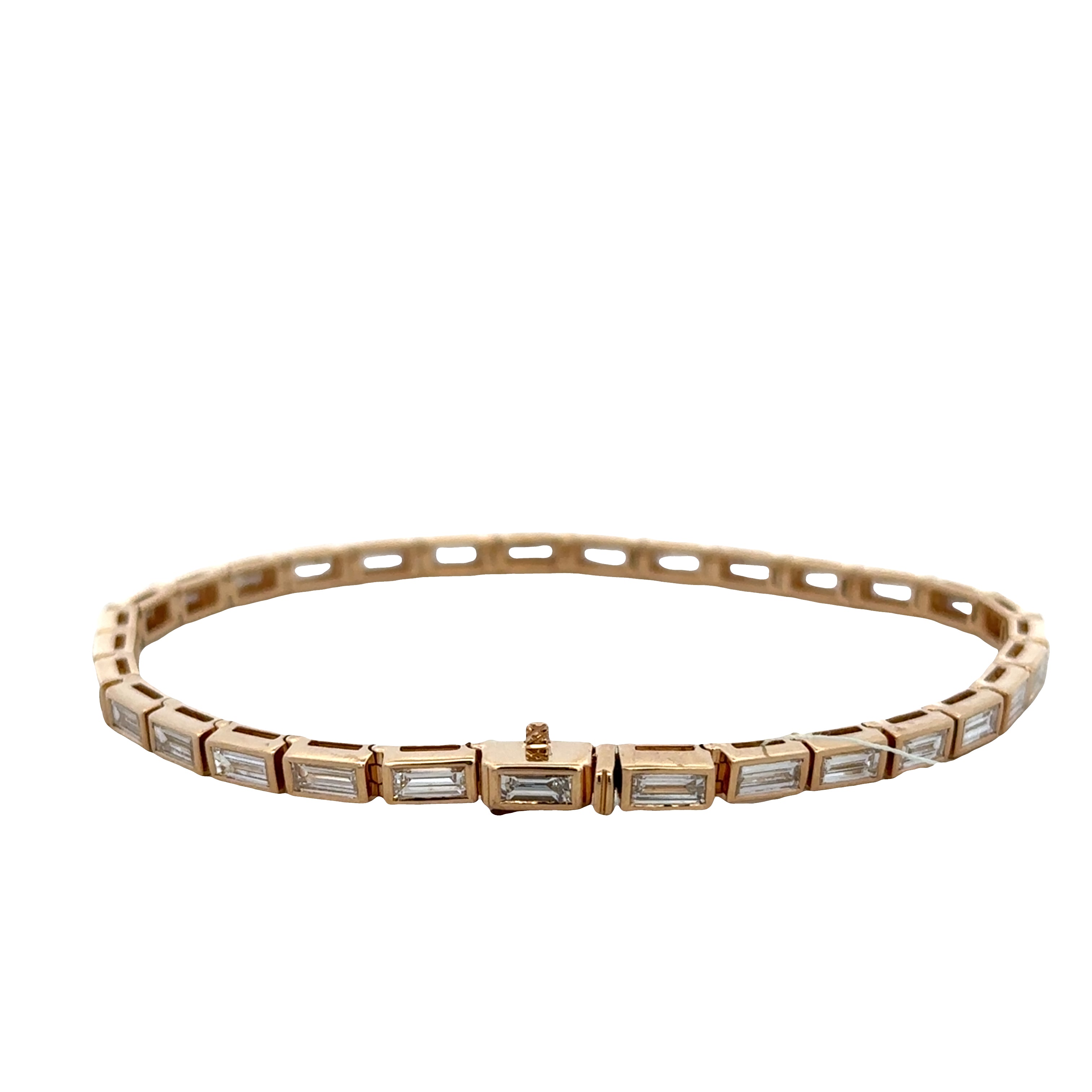 14k Yellow Gold Baguette Diamond Bracelet – 3.75 Carats – 7"