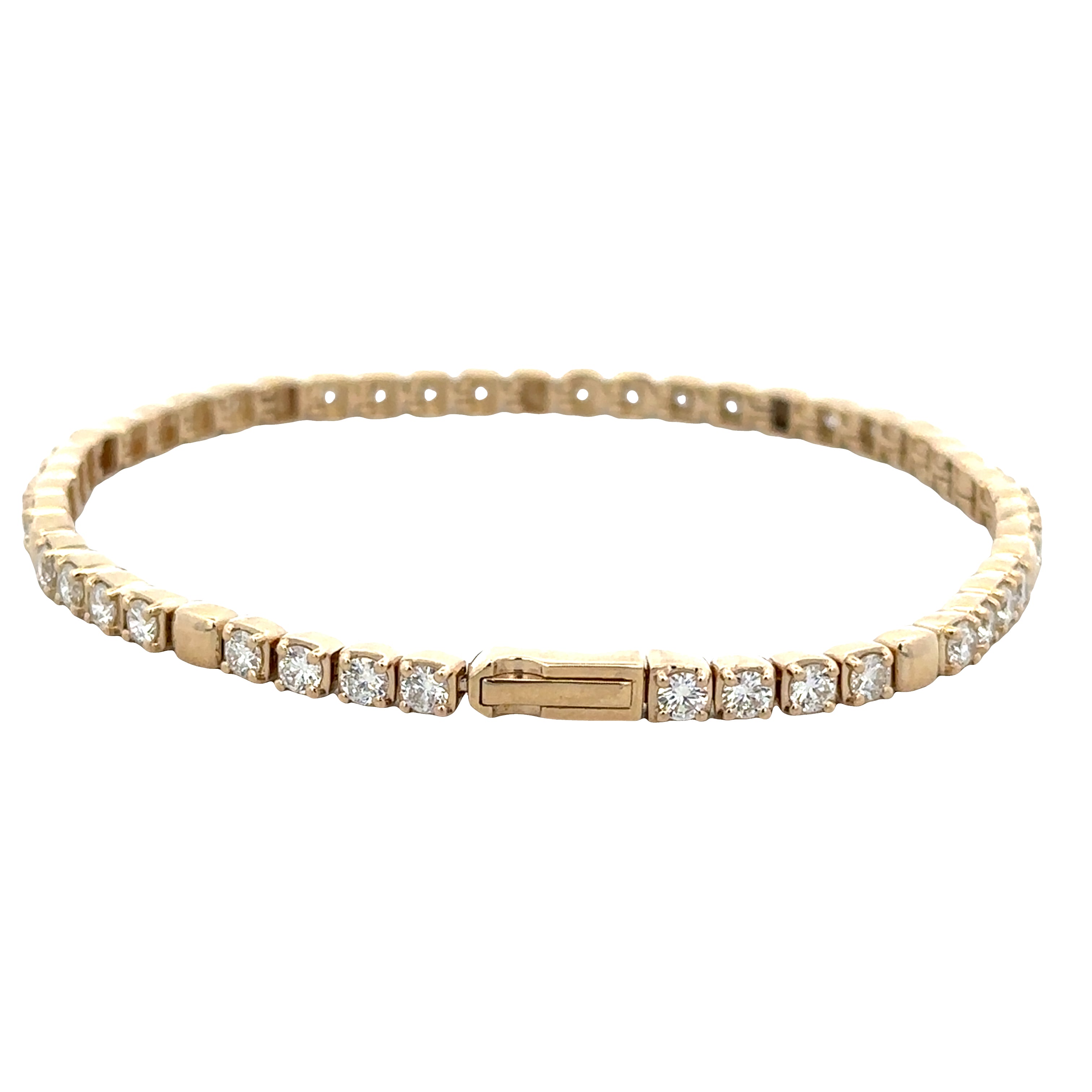 14k Yellow Gold 3.00 CTW Diamond Cushion Motif Bracelet – 7"