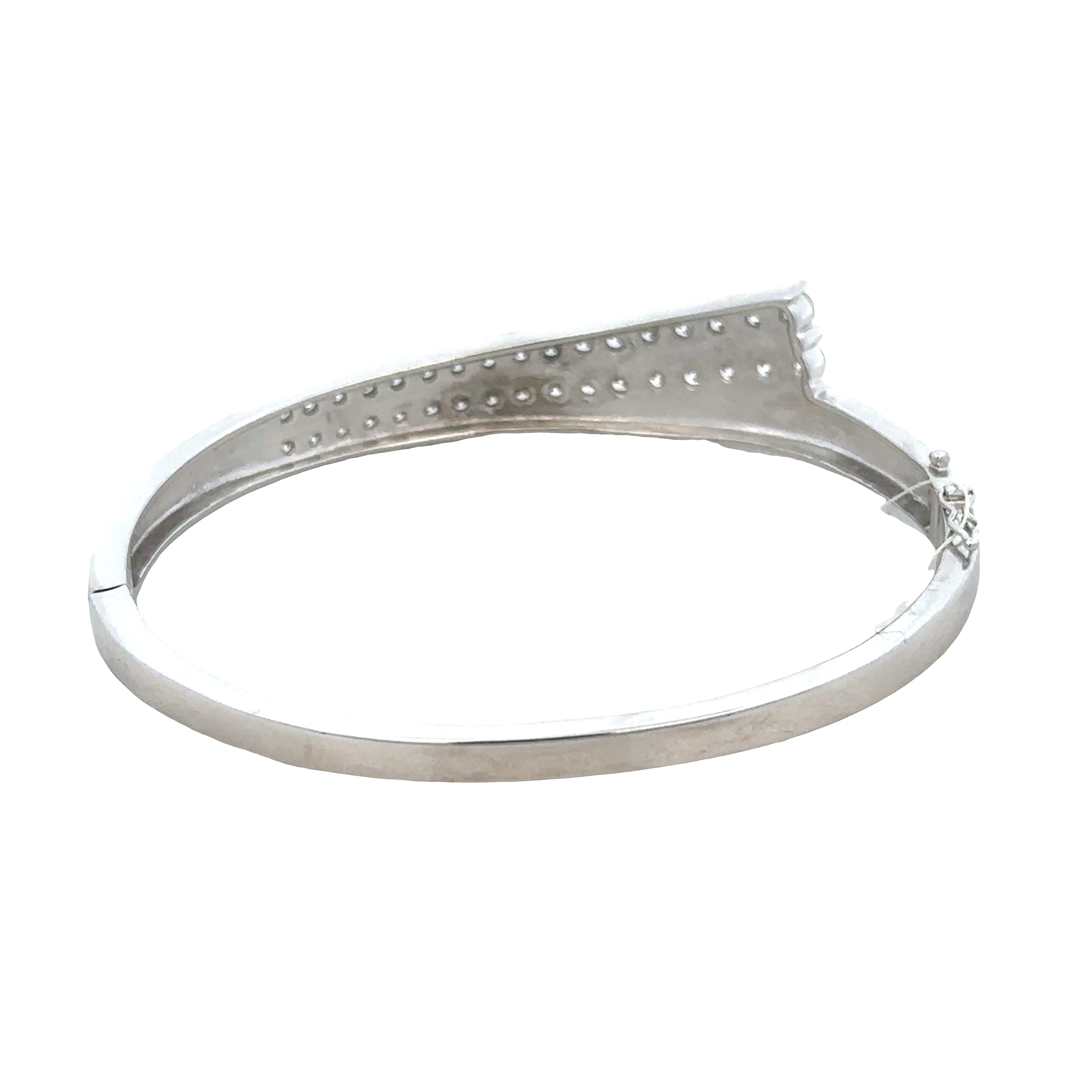 14k White Gold 2.26 CTW Diamond Hinged Bangle Bracelet – Fits a 6.75" Wrist