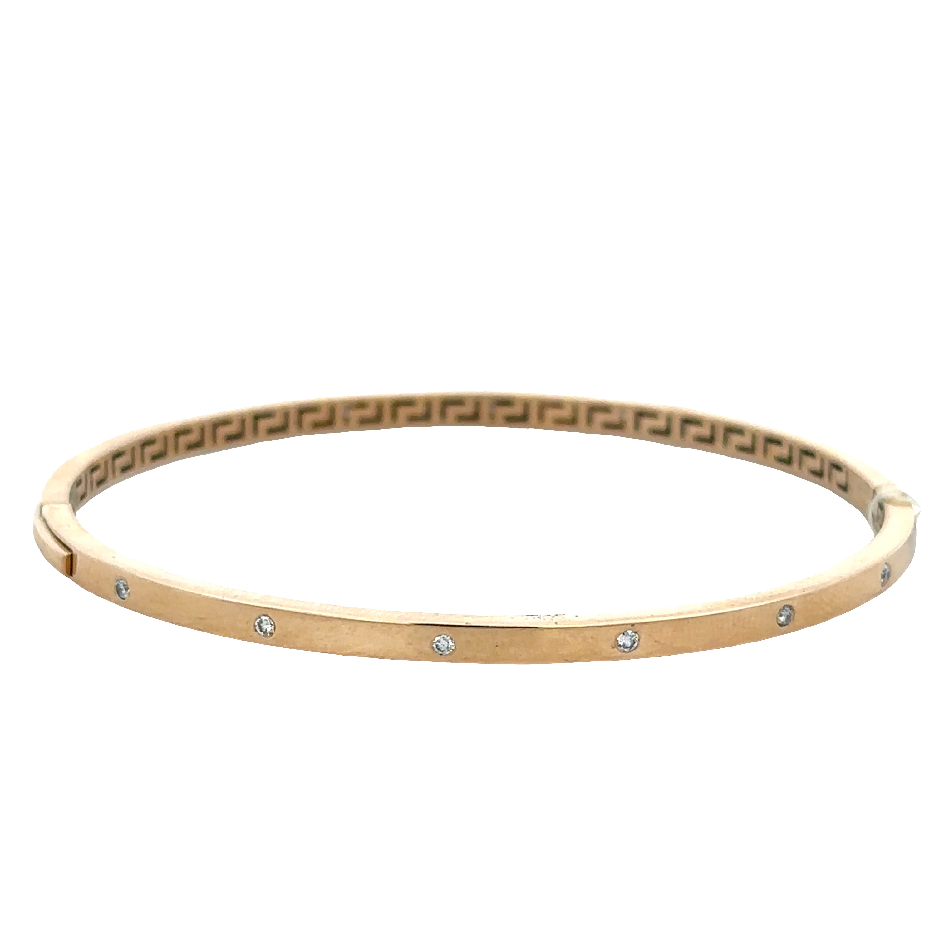 14k Yellow Gold Diamond Hinged Bangle Bracelet – Fits a 7" Wrist