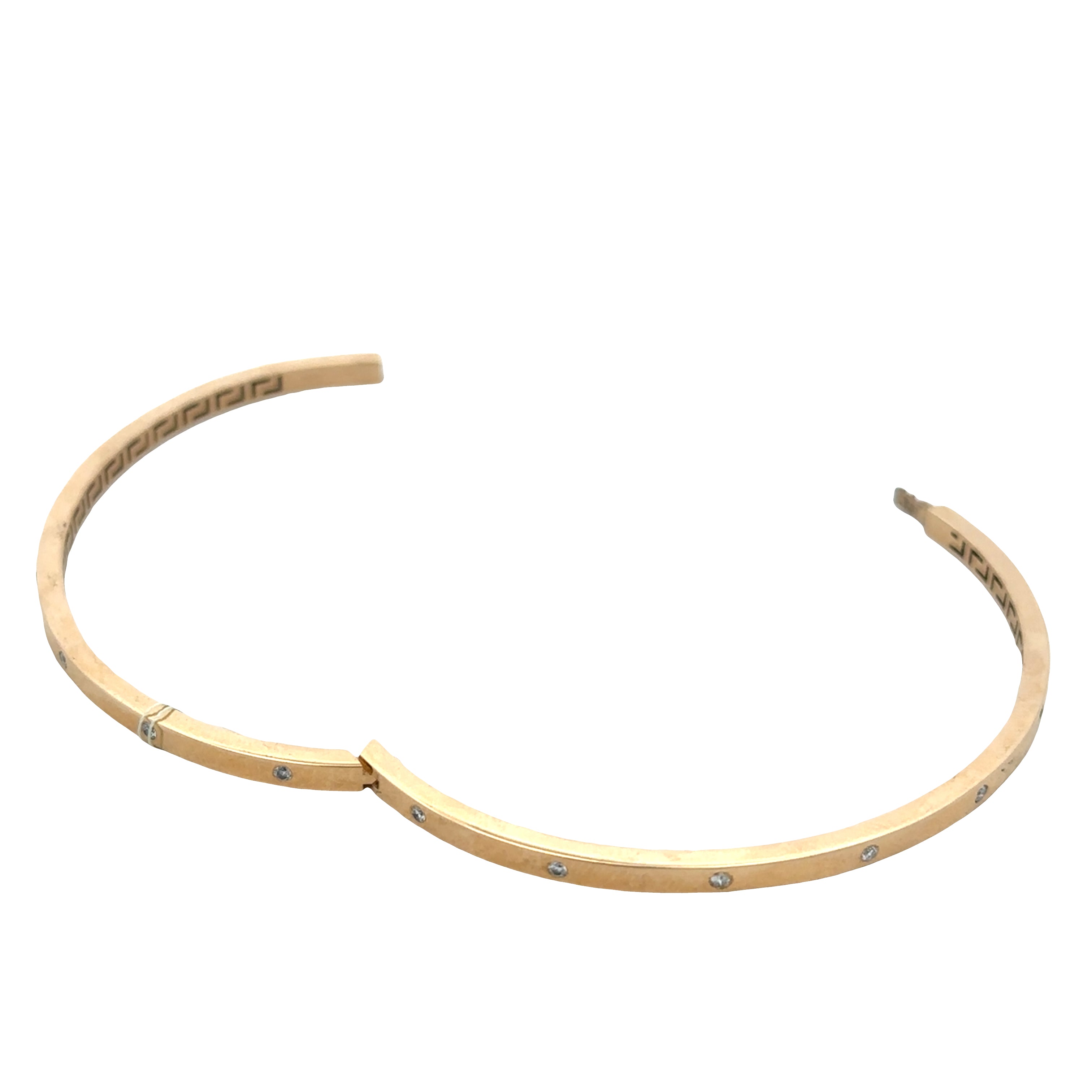 14k Yellow Gold Diamond Hinged Bangle Bracelet – Fits a 7" Wrist