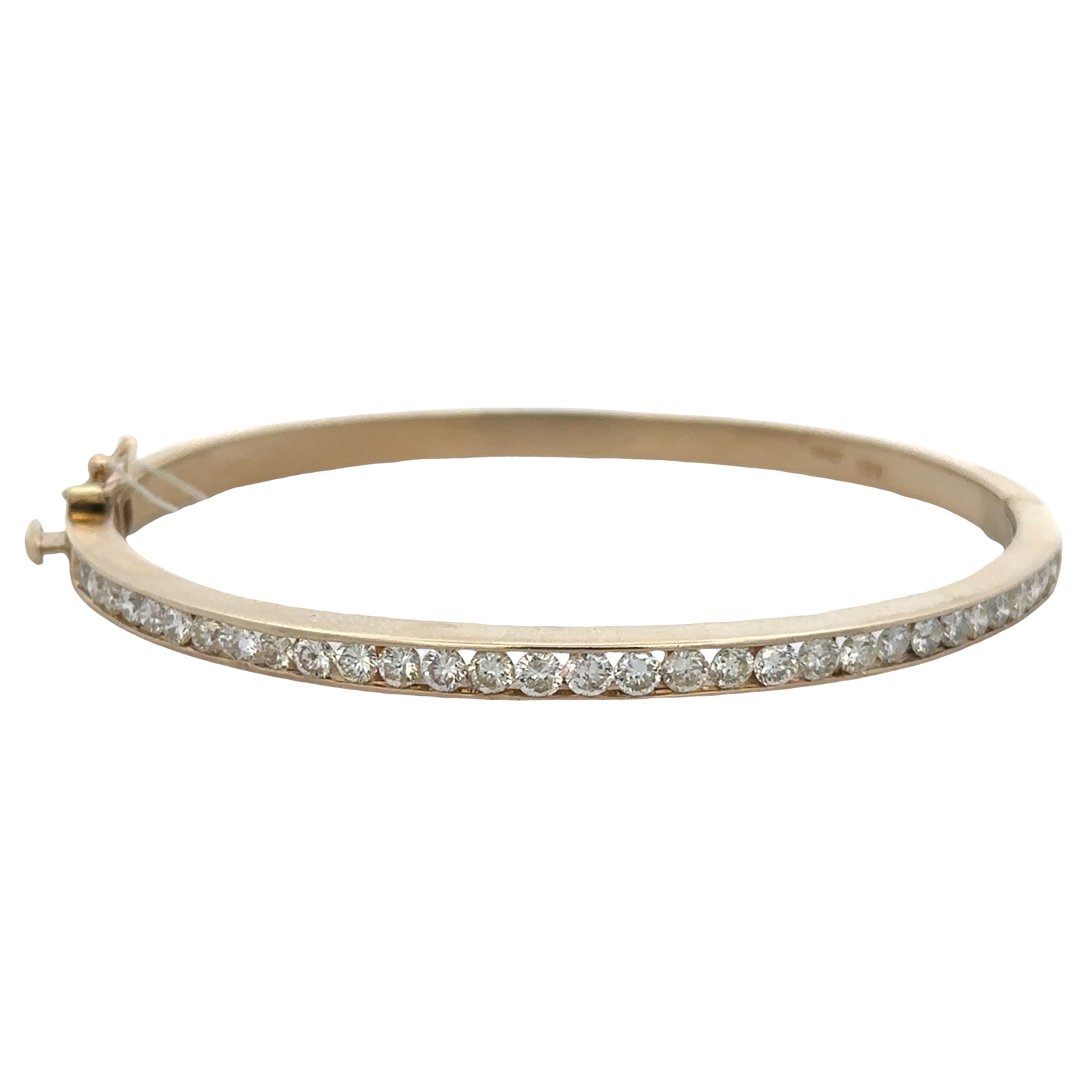 14k Yellow Gold 2.17 CTW Diamond Hinged Bangle Bracelet – Fits a 6.5" Wrist