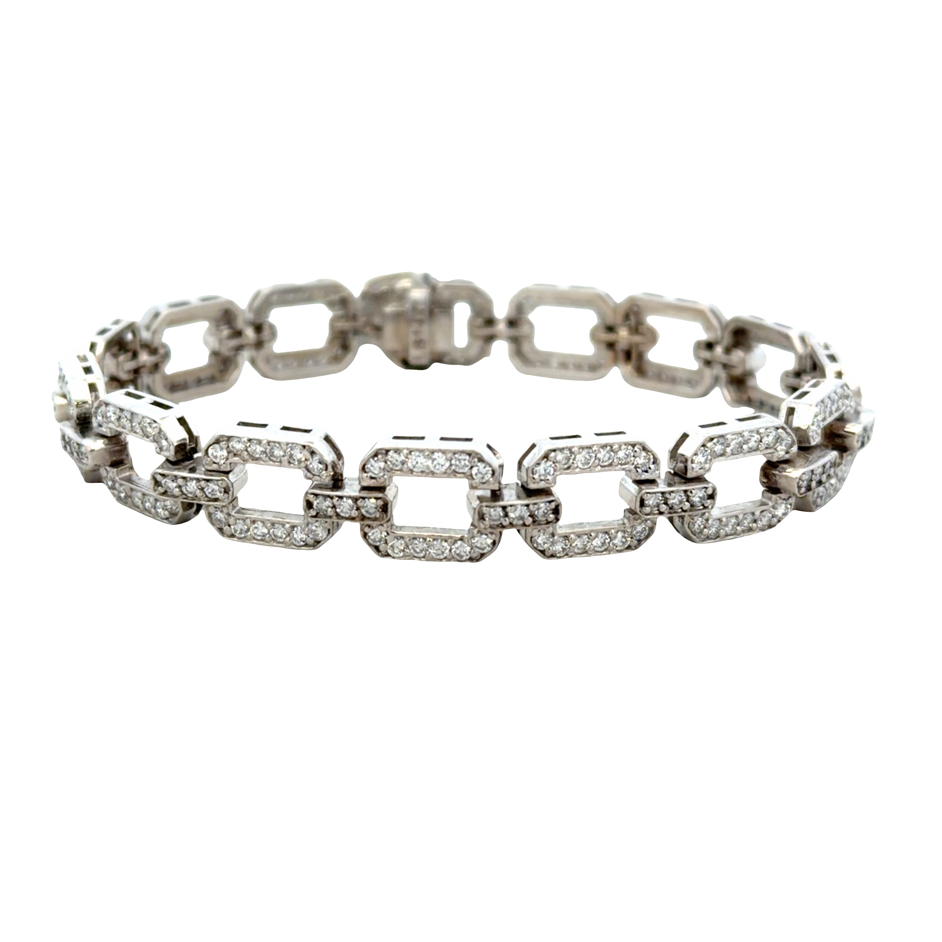 14k White Gold 3.02 CT Diamond Art Deco-Inspired Openwork Bracelet – 7"