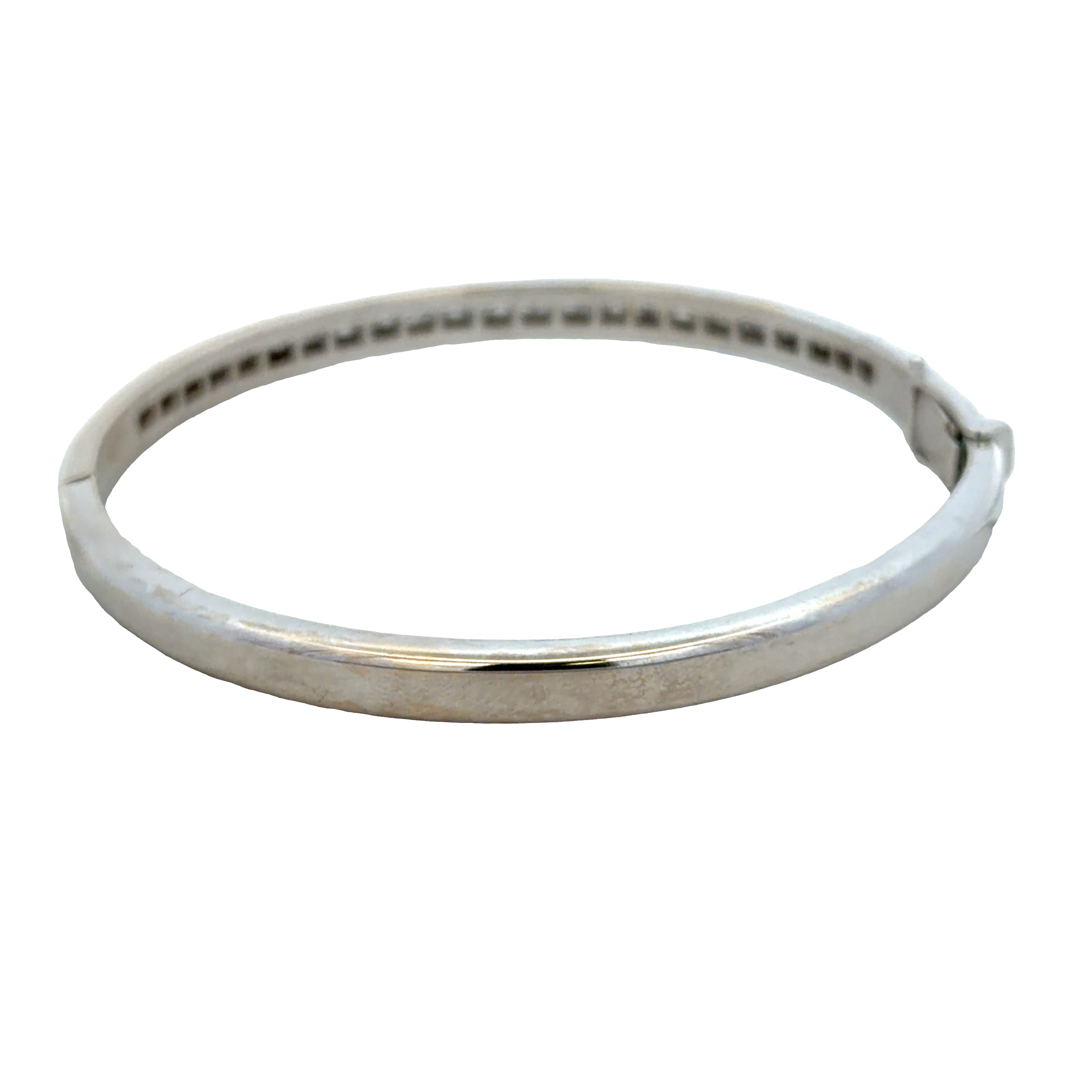 18k White Gold 3.04 CT Carré & Round Brilliant Cut Diamond Hinged Bangle Bracelet