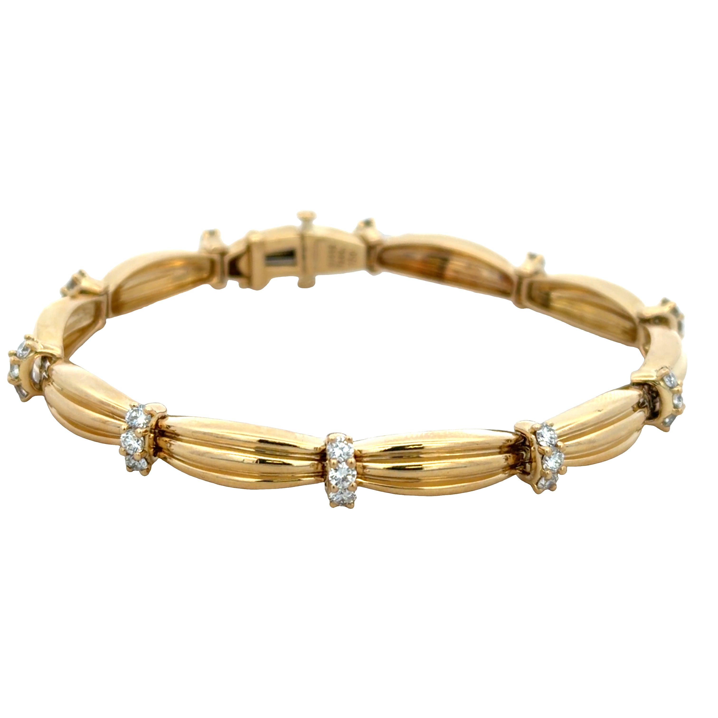 Vintage Tiffany & Co. 18k Yellow Gold 1.50 CT Diamond Textured Link Bracelet – 7"