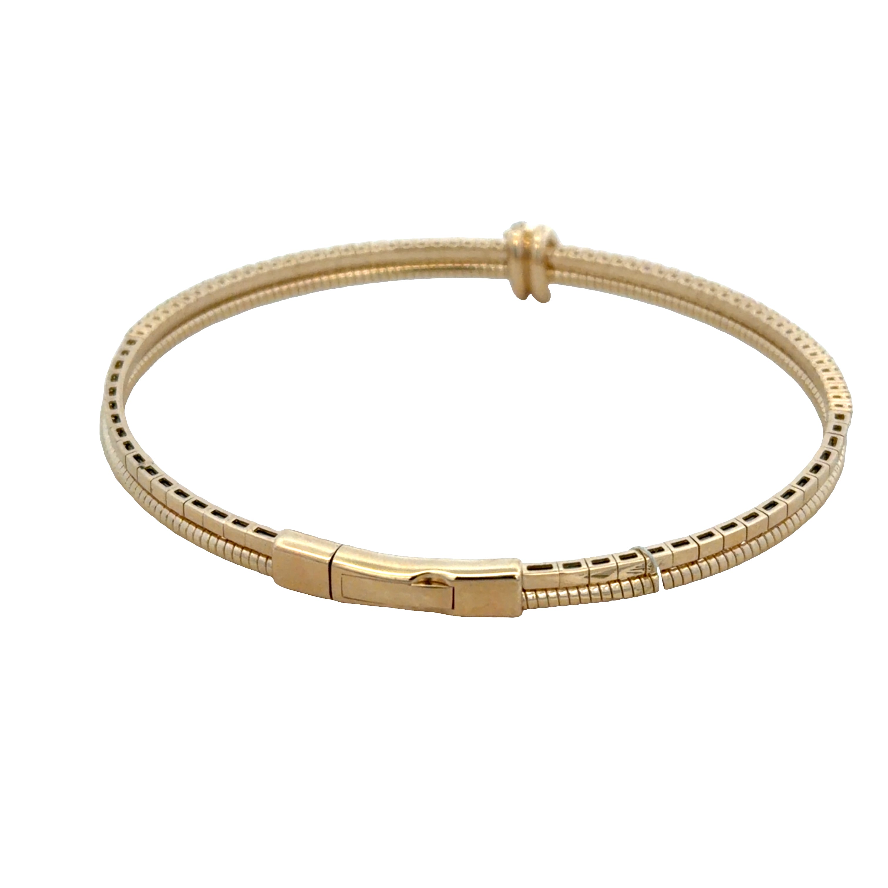 14k Yellow Gold 0.50 CT Diamond Two-Row Flexible Knot Bangle Bracelet