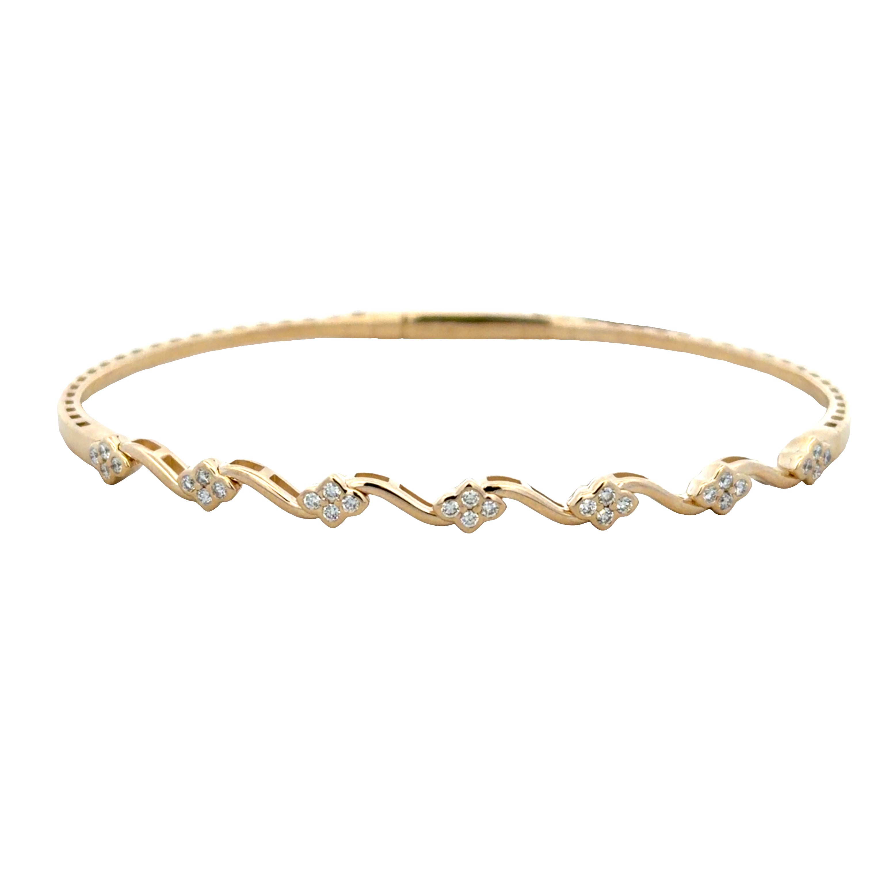 14k Yellow Gold Flexible Floral Diamond Bracelet