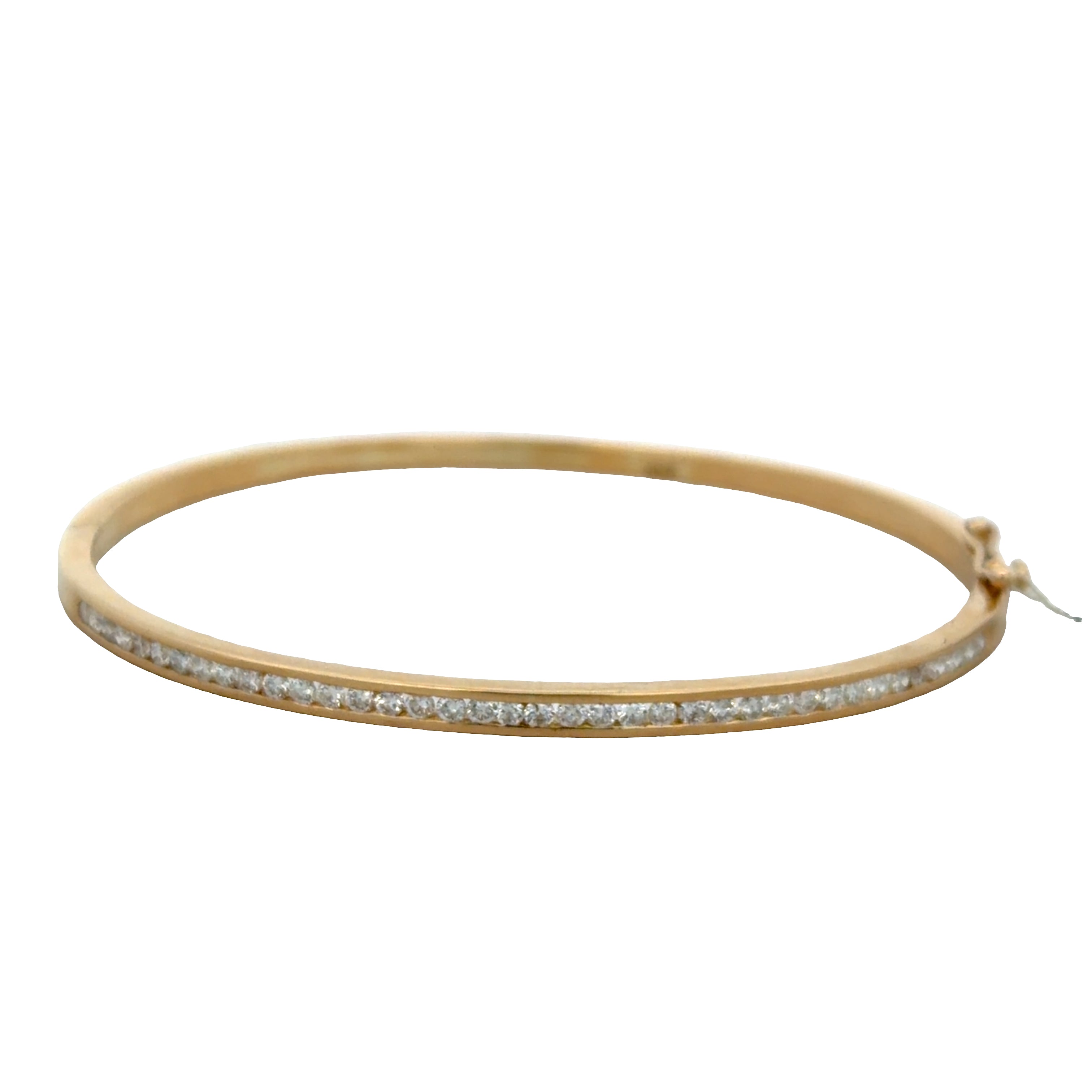 18k Yellow Gold 1.14 CT Channel Set Diamond Bangle Bracelet