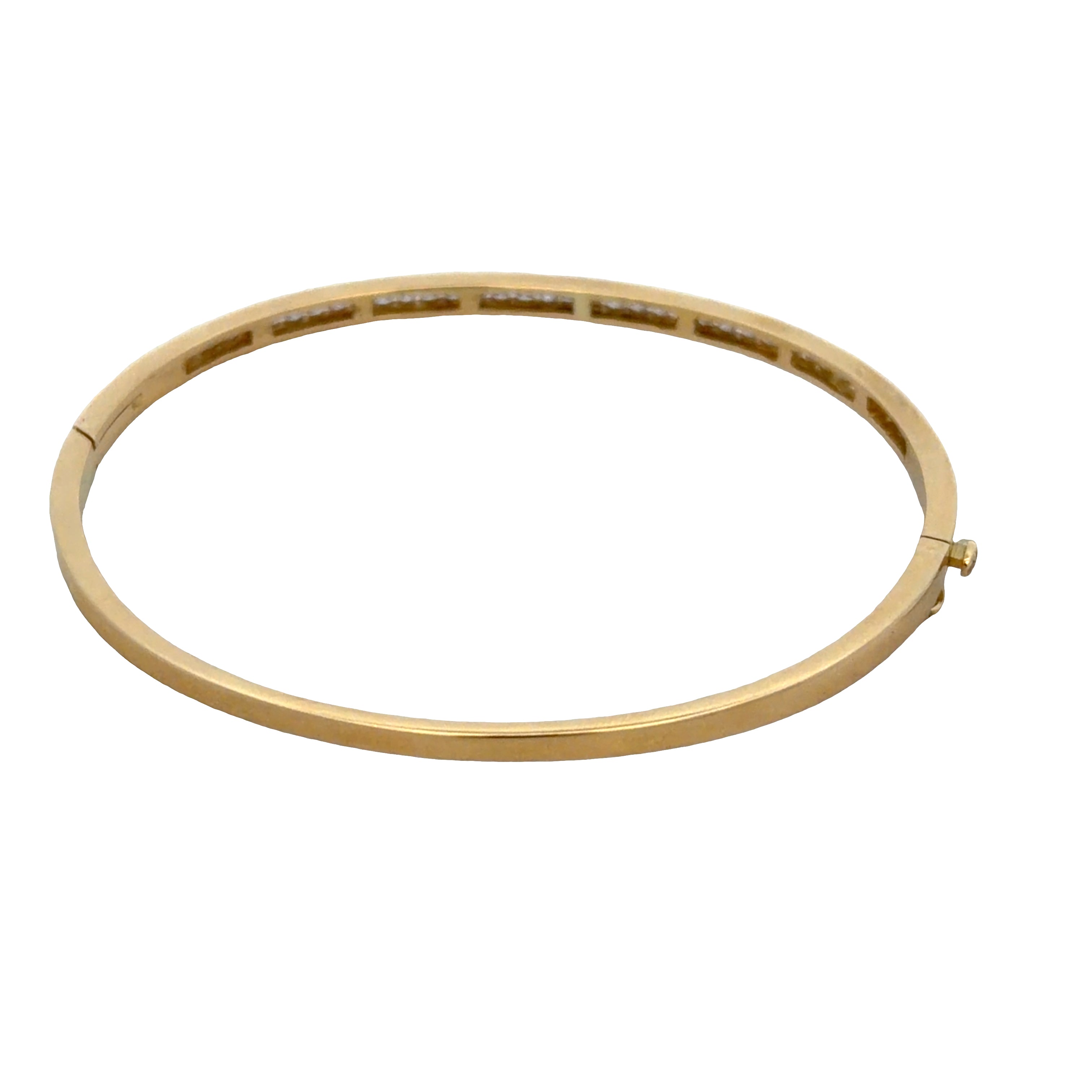 18k Yellow Gold 1.14 CT Channel Set Diamond Bangle Bracelet