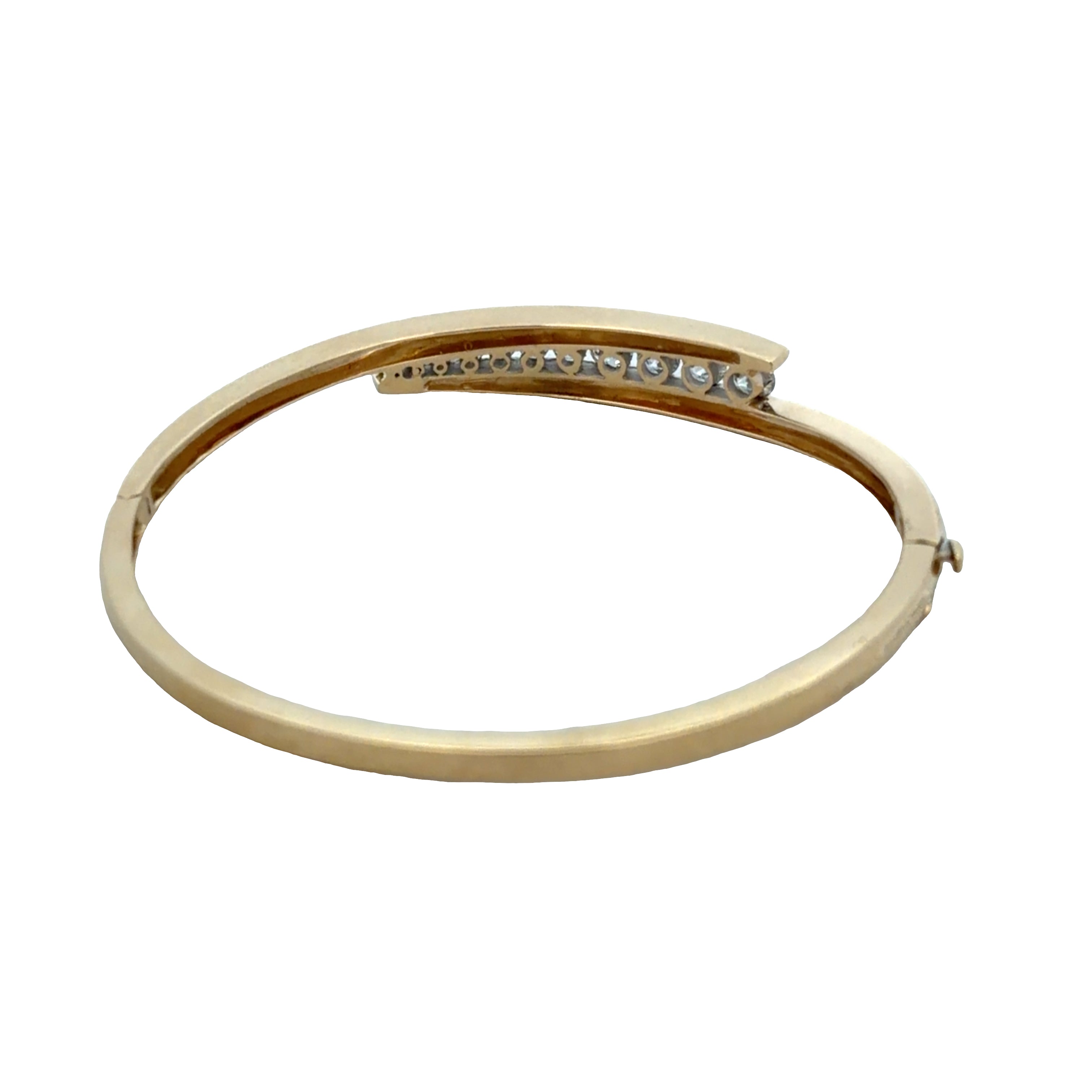 14k Yellow Gold 1.36 CT Graduated Diamond Bypass Bangle Bracelet