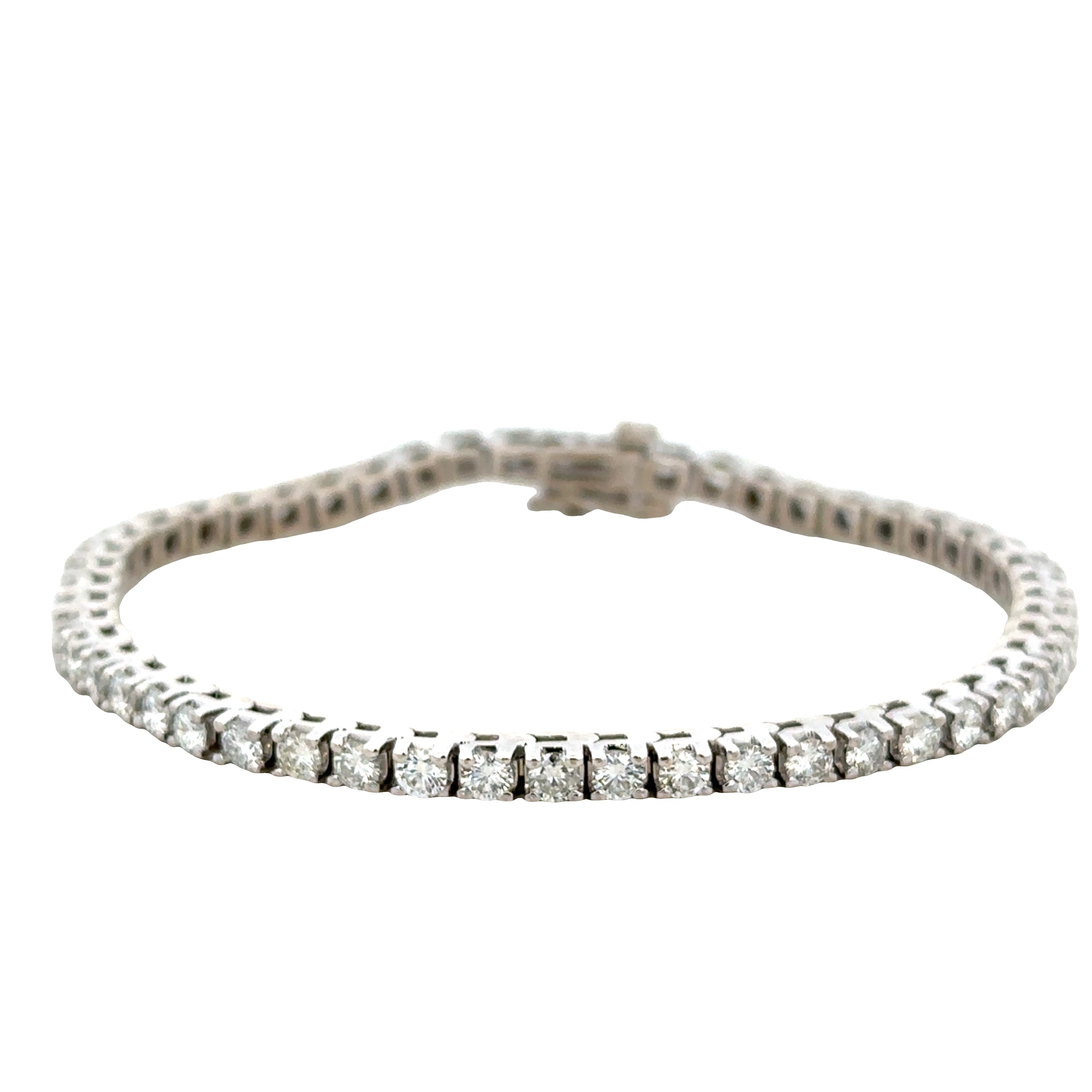 14k White Gold Diamond Straight LineTennis Bracelet – 7"