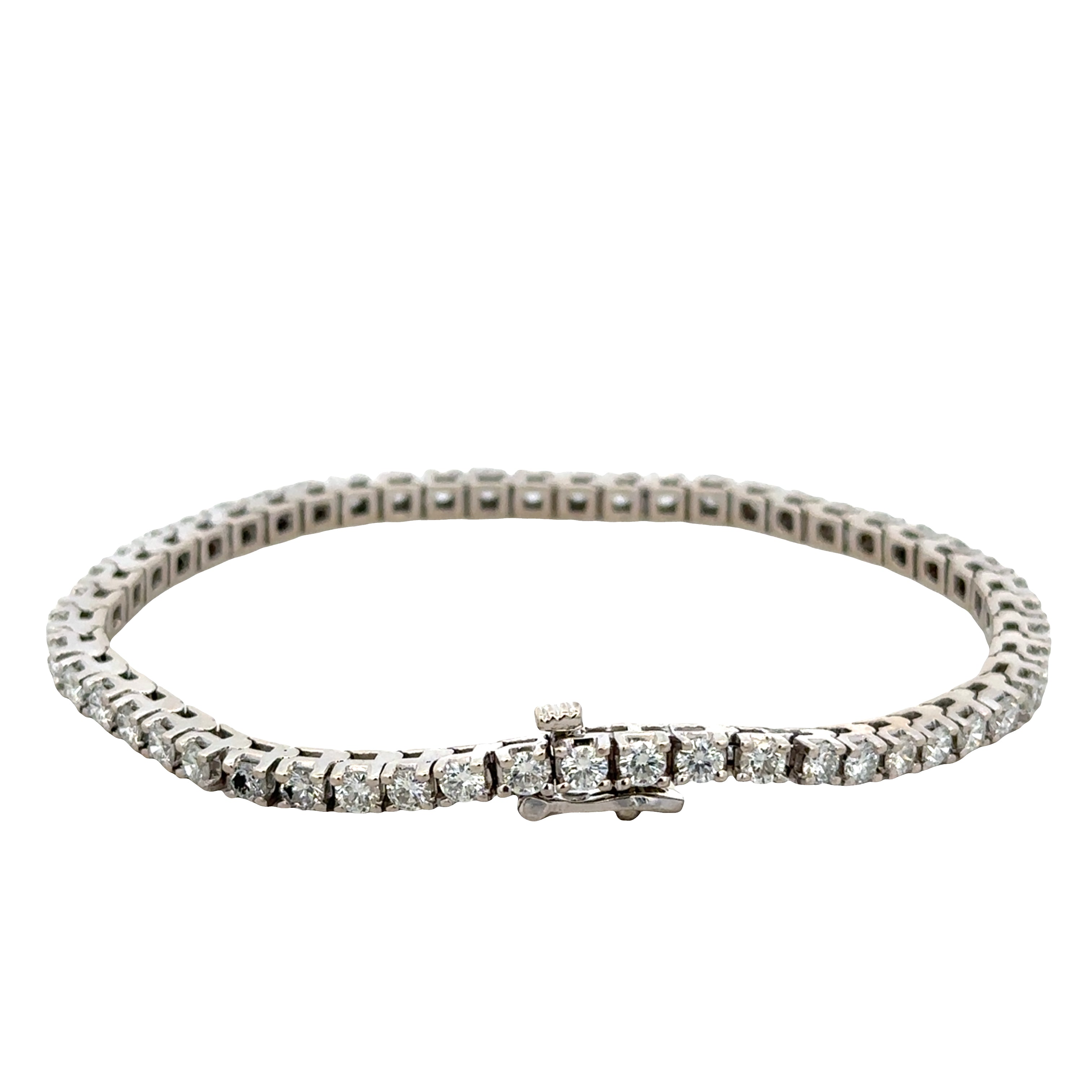 14k White Gold Diamond Straight LineTennis Bracelet – 7"