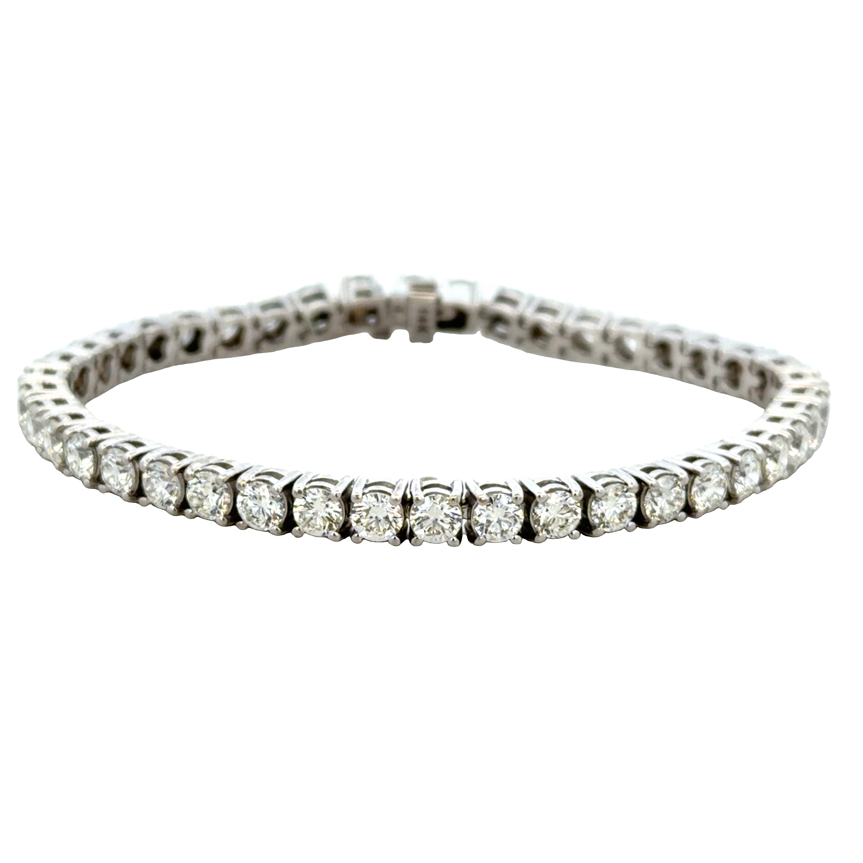 14k White Gold 8.40 CT Round Brilliant Cut Diamond Tennis Bracelet – 7"