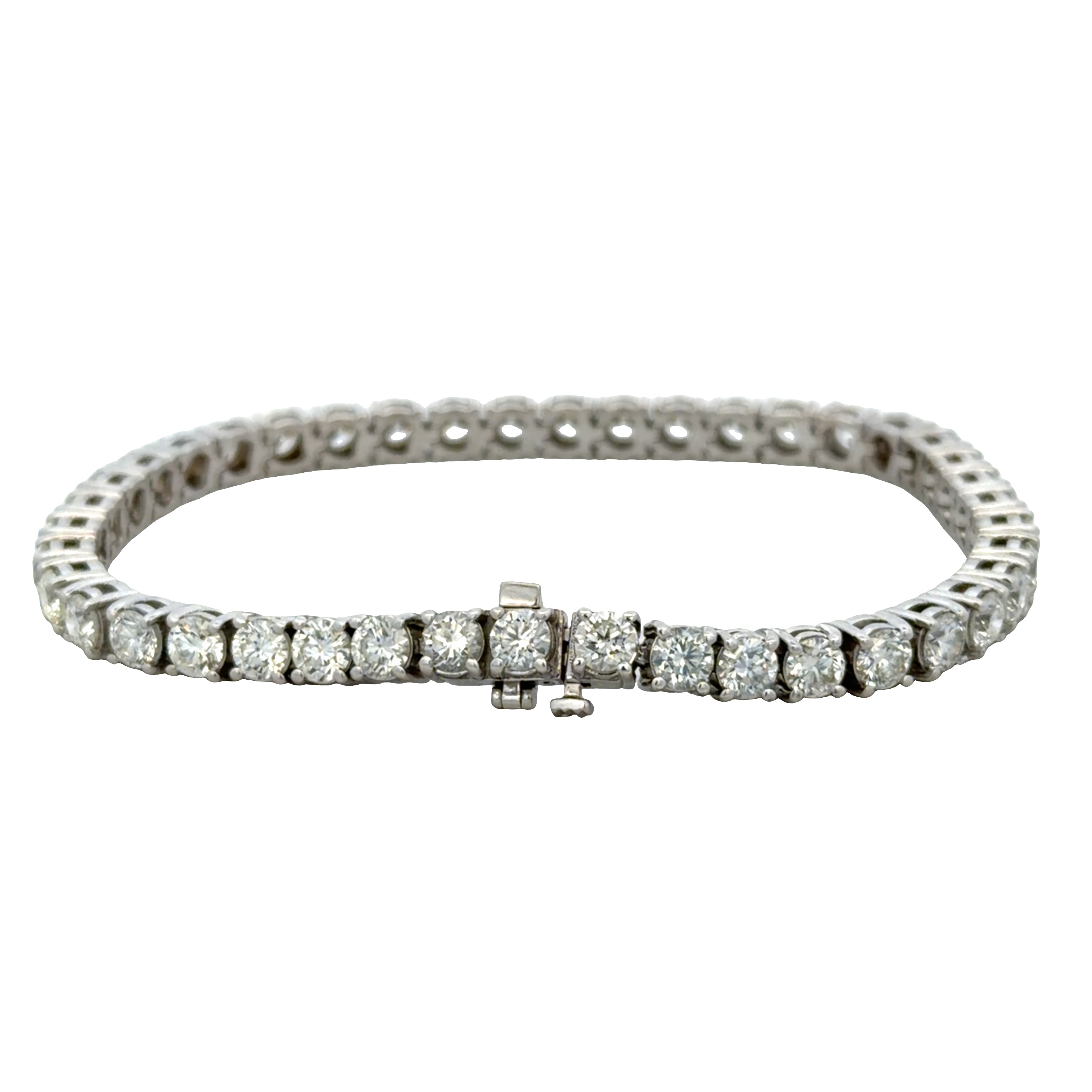 14k White Gold 8.40 CT Round Brilliant Cut Diamond Tennis Bracelet – 7"