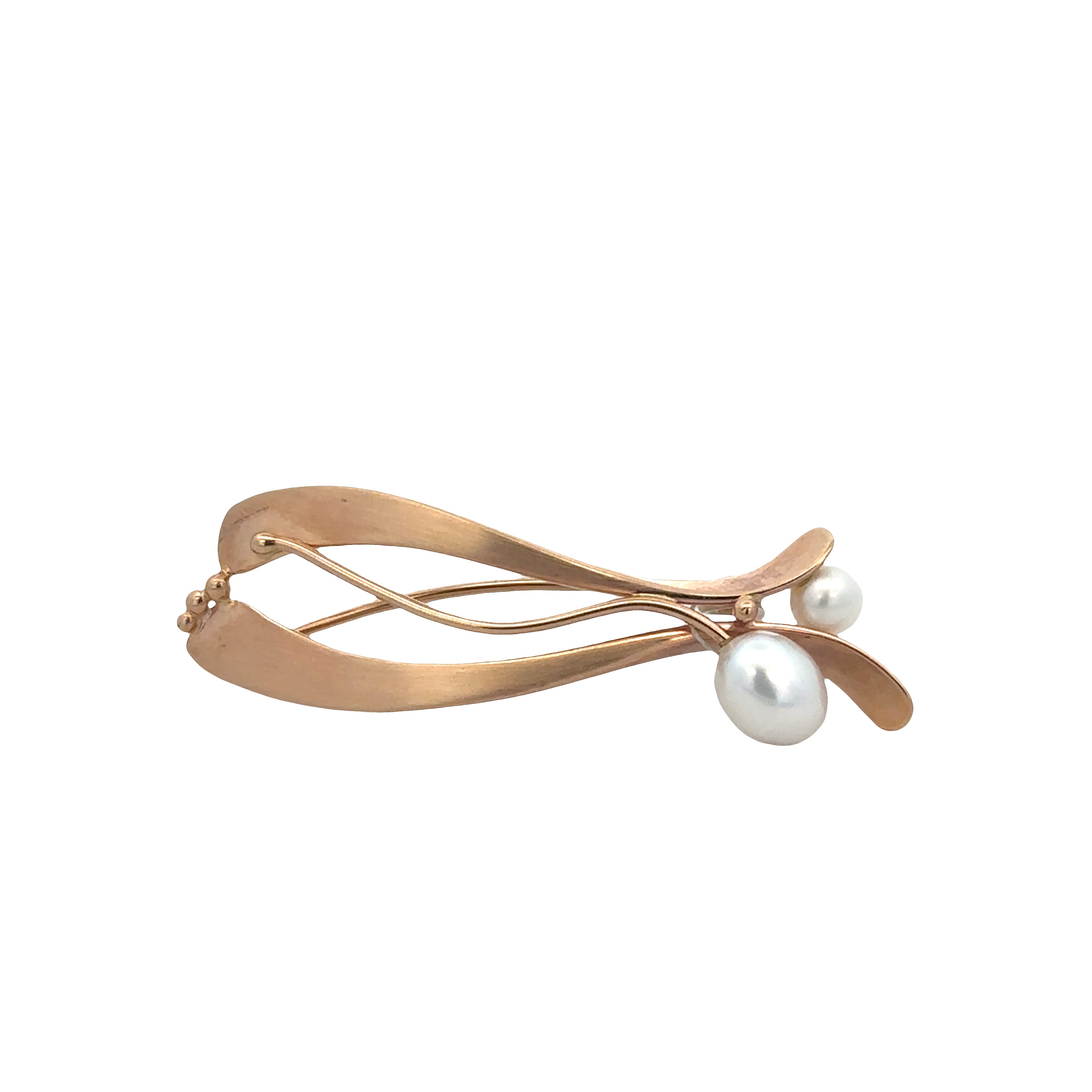 Elegant Designer Pearl Brooch in Yellow Gold