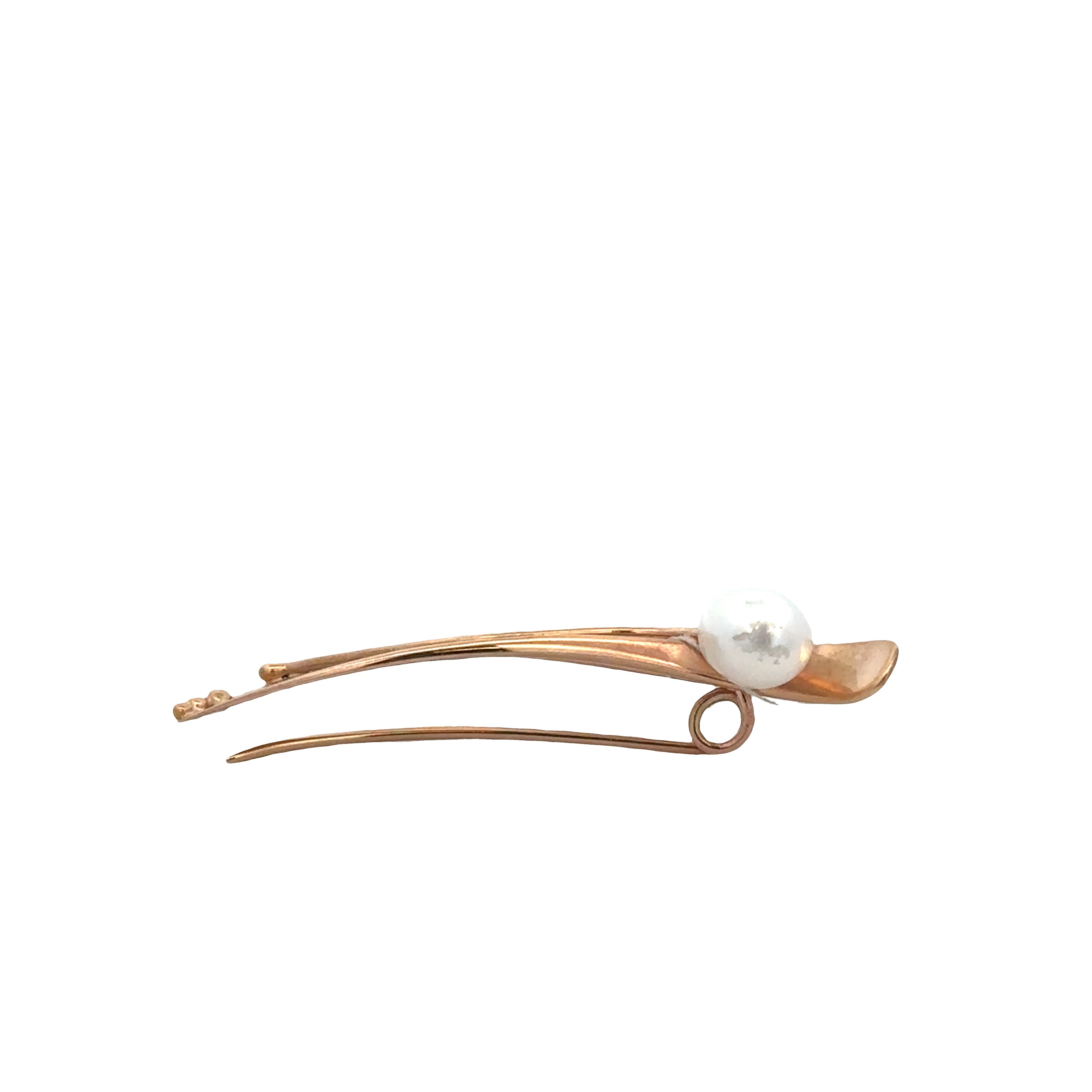 Elegant Designer Pearl Brooch in Yellow Gold