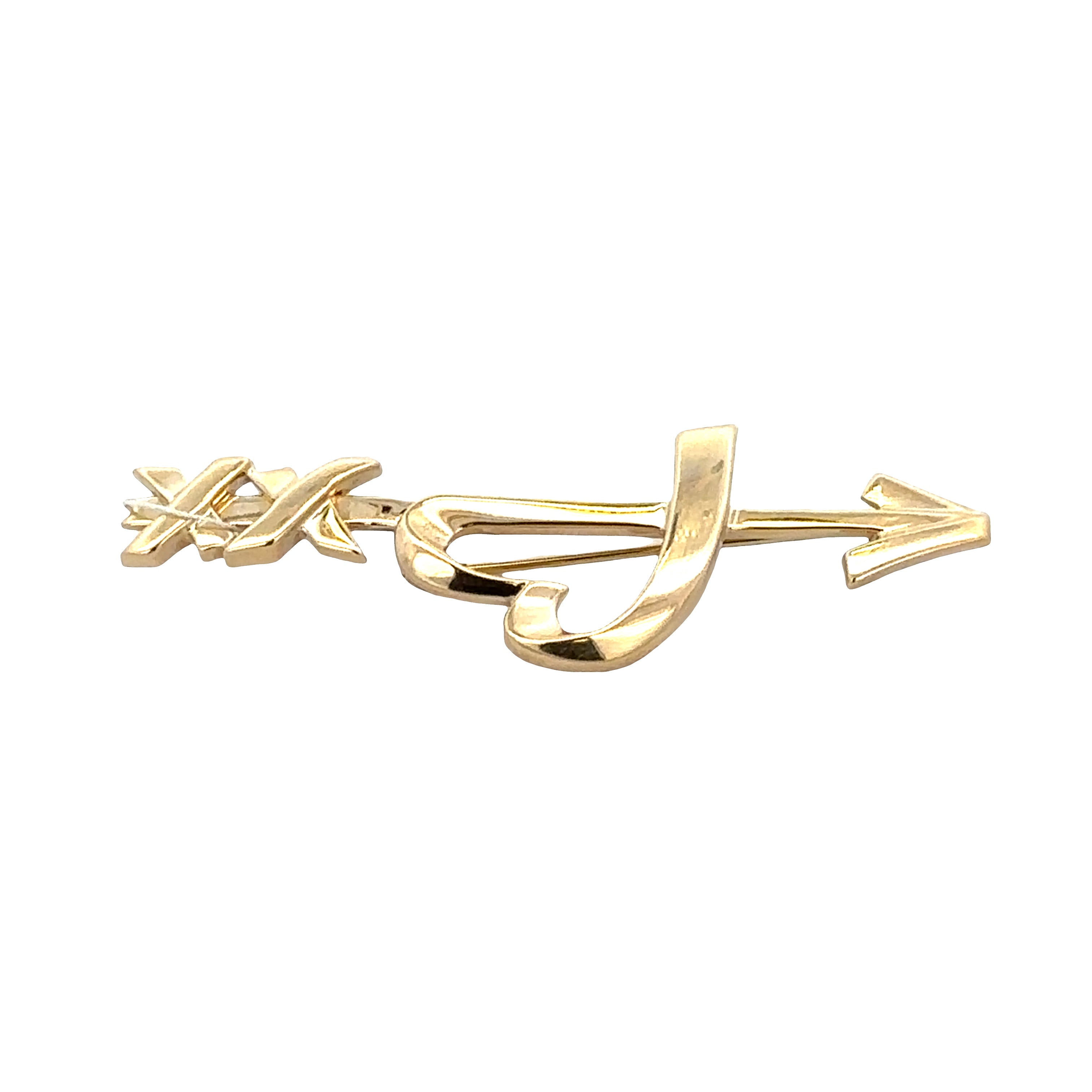 Estate Paloma Picasso for Tiffany & Co. 18k Yellow Gold Graffiti Heart and Arrow Brooch