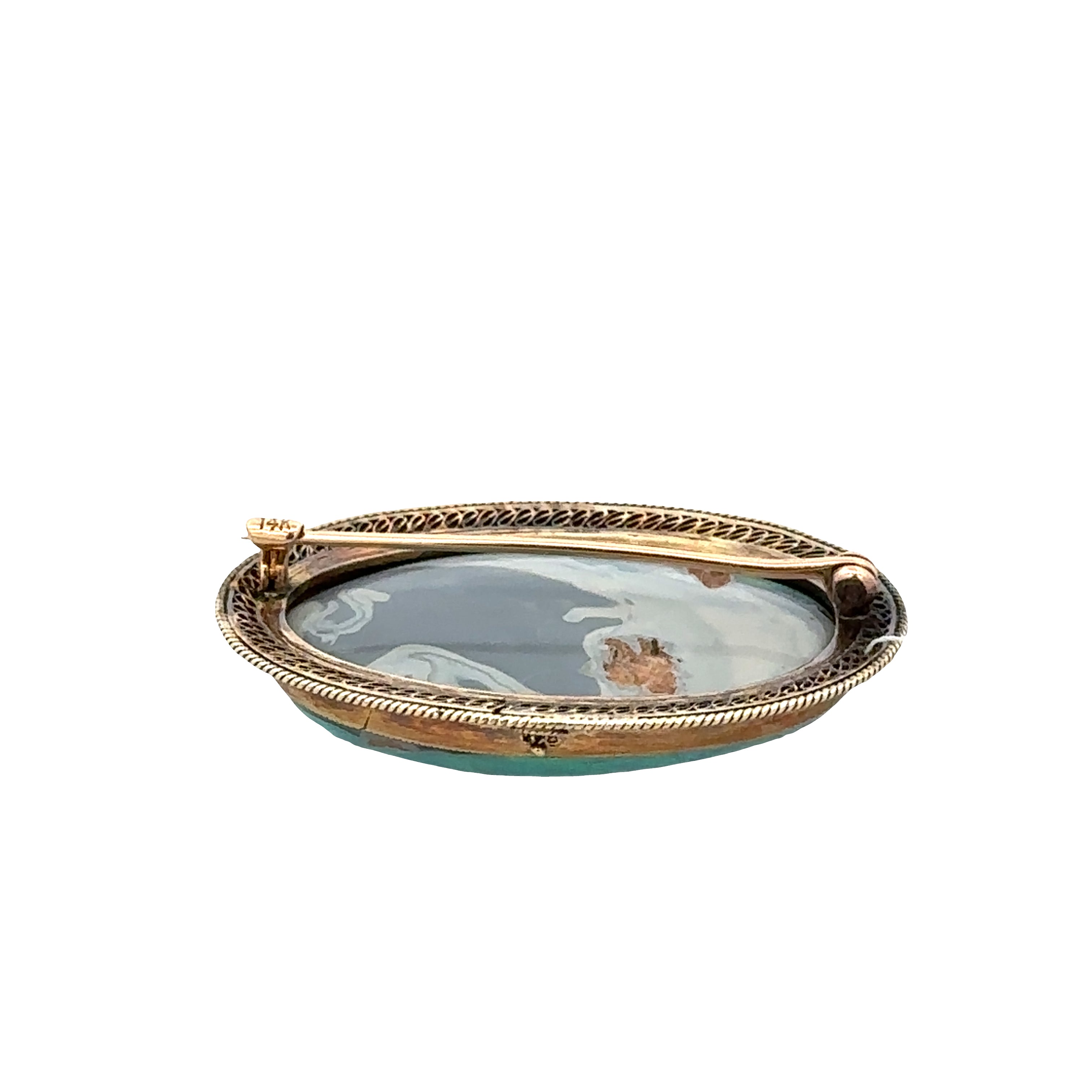 Vintage 1940s 14k Rose Gold Black Opal Brooch