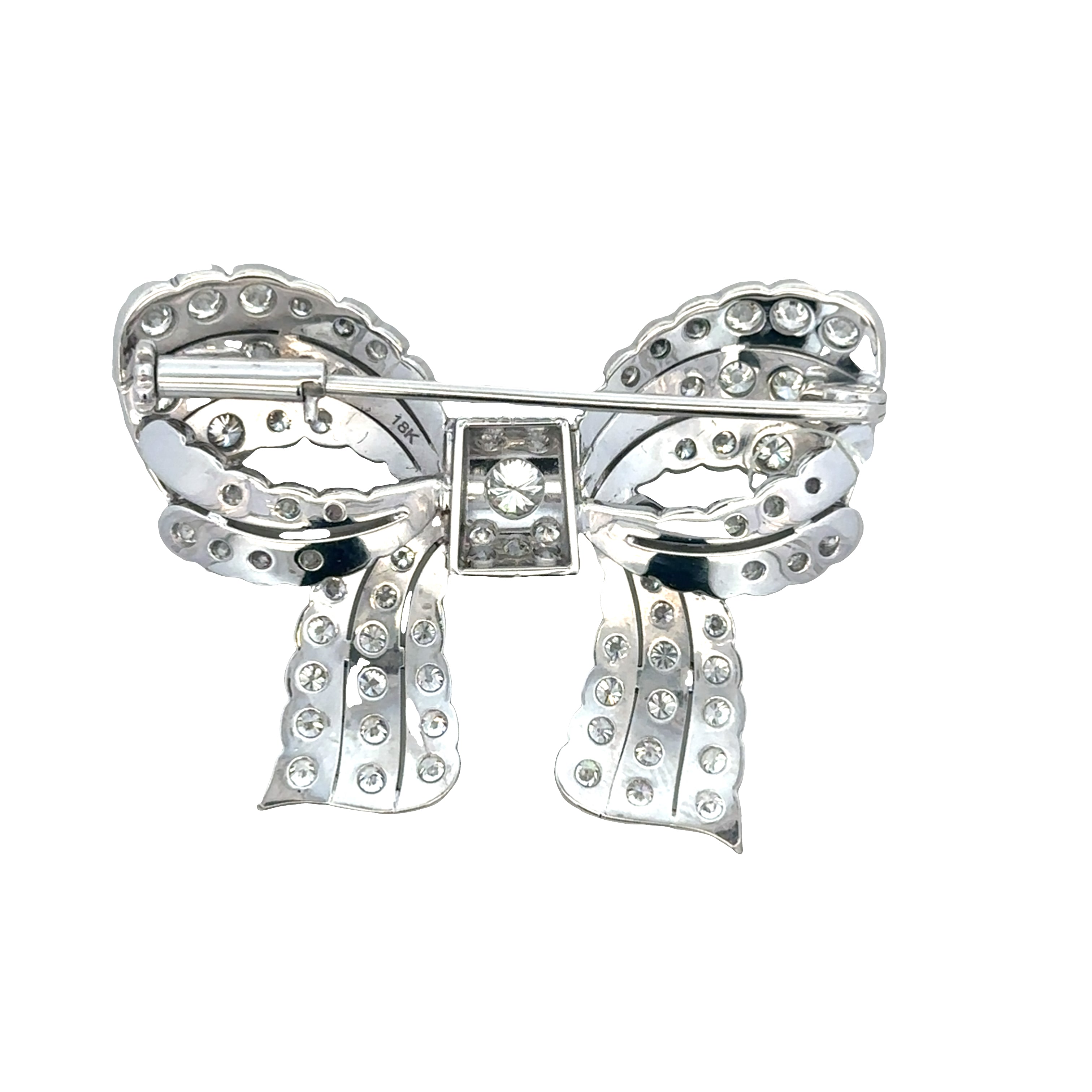 18k White Gold Diamond Bow Motif Brooch
