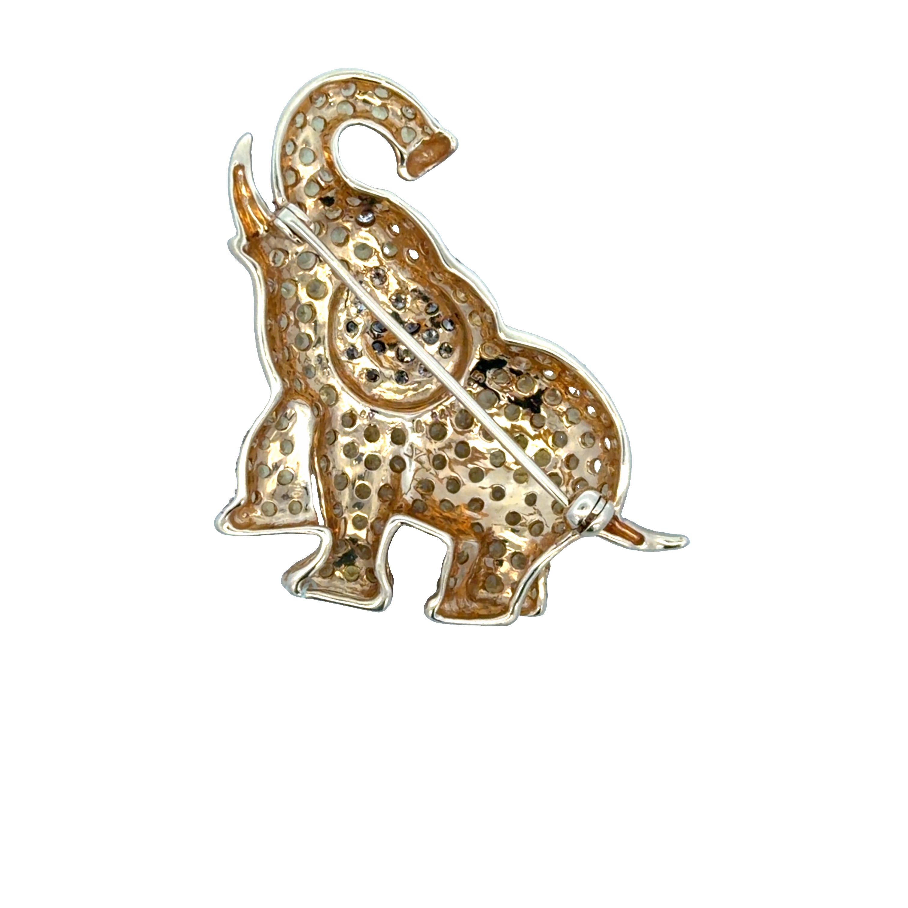 14k Yellow Gold 4.47 CT Yellow Sapphire & Cognac Diamond Elephant Brooch