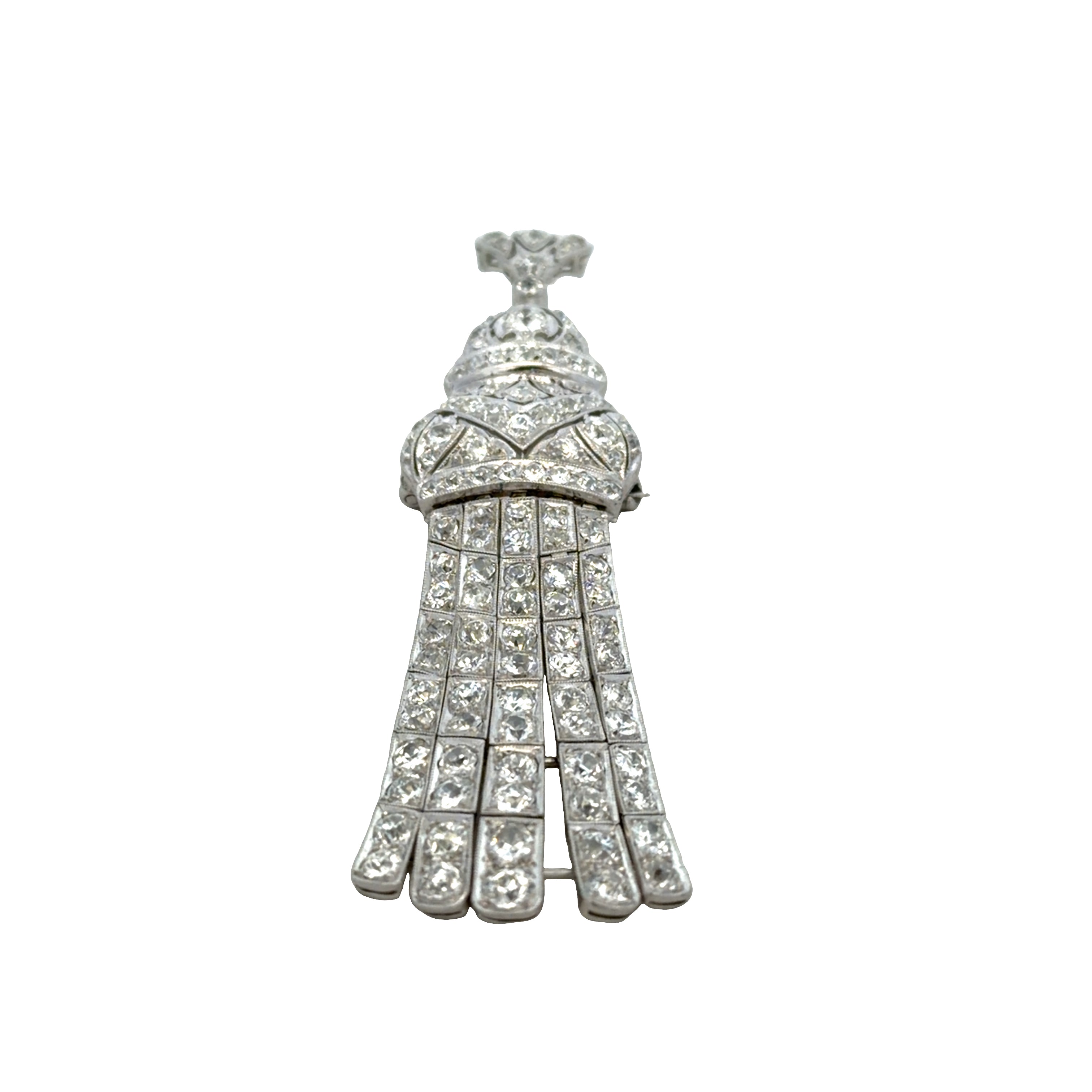 Antique Art Deco Platinum 4.95 CT Old Mine & Old European Cut Diamond Convertible Pendant Brooch – Circa 1920s