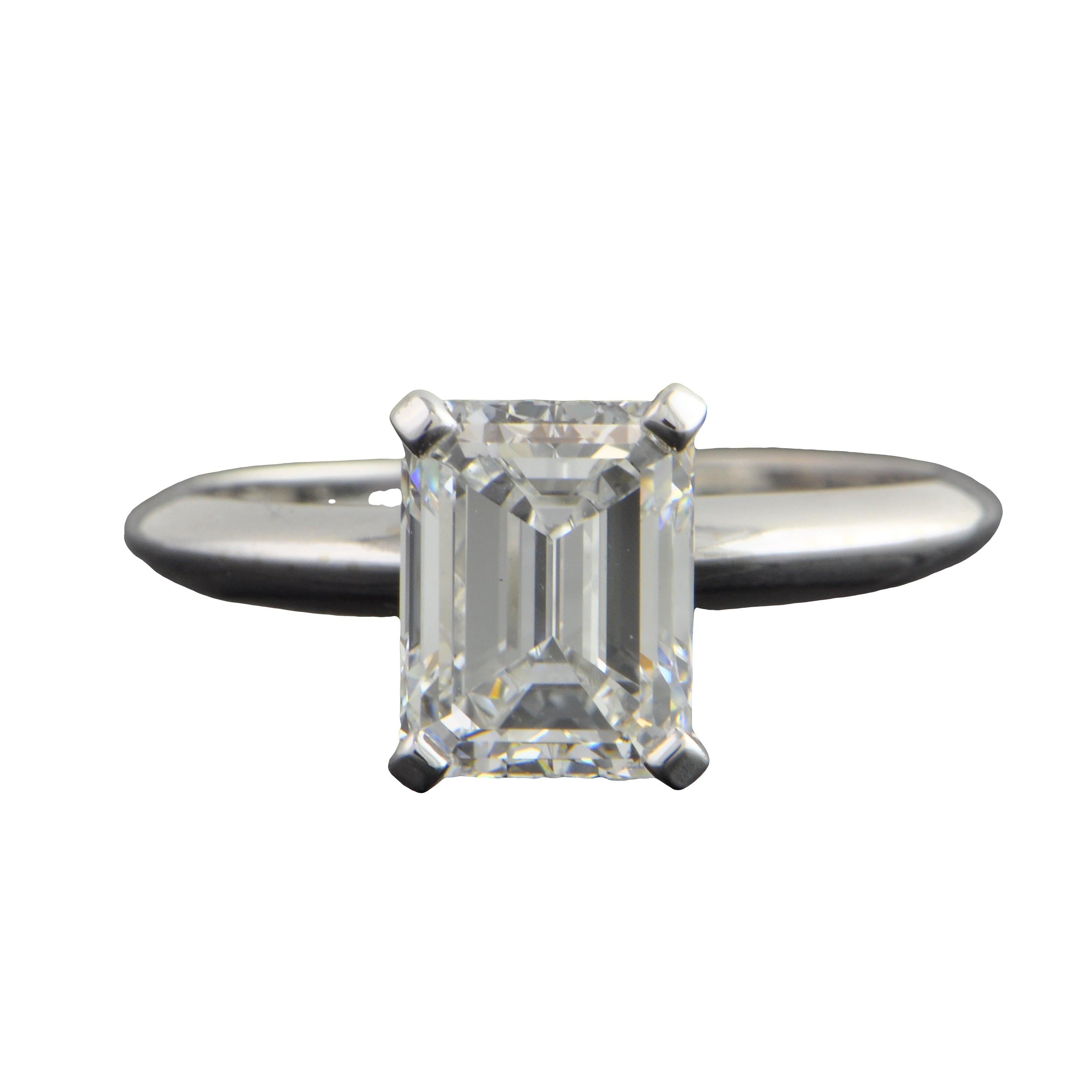 2.01 ct. Emerald Cut Diamond Engagement Ring in White Gold