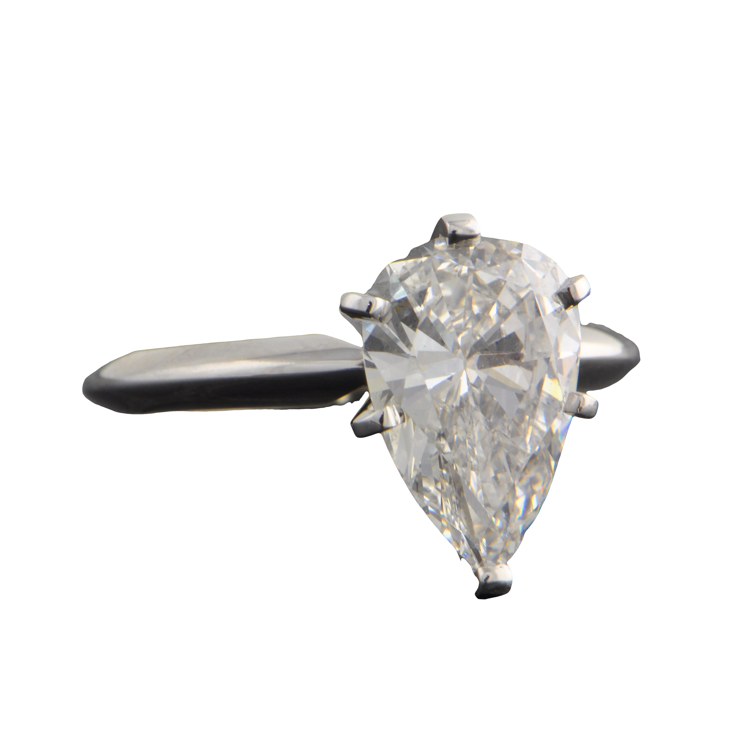 2.11 ct. E - VS2 Pear Cut Diamond Engagement Ring in White Gold